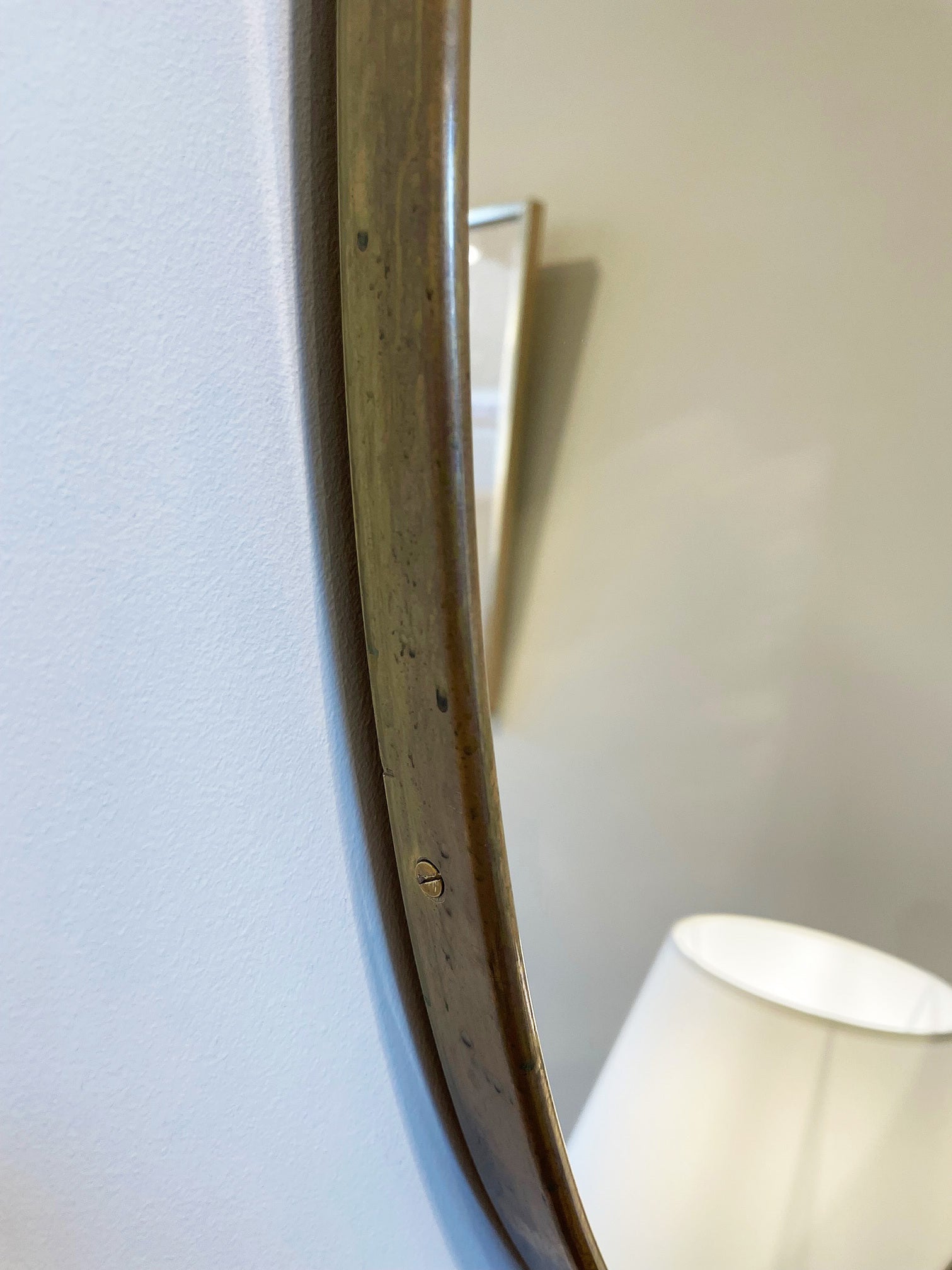 Mid-Century Brass Shield Mirror