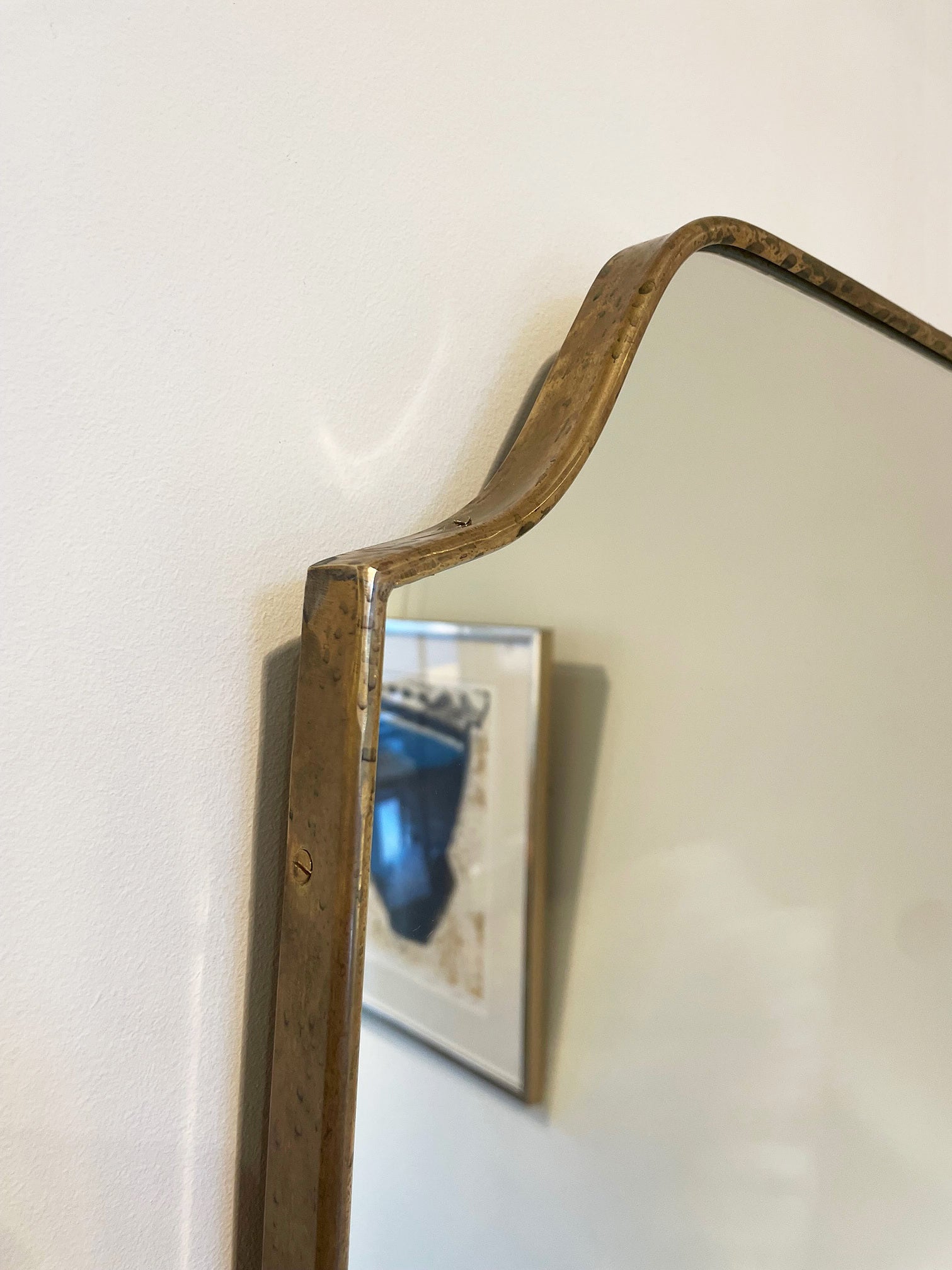 Mid-Century Brass Shield Mirror