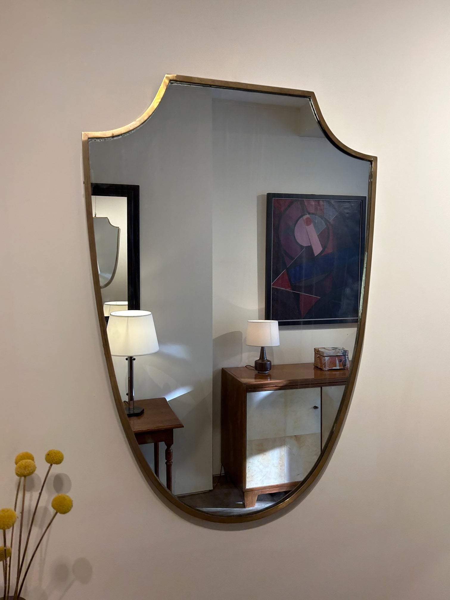 Brass Shield Mirror