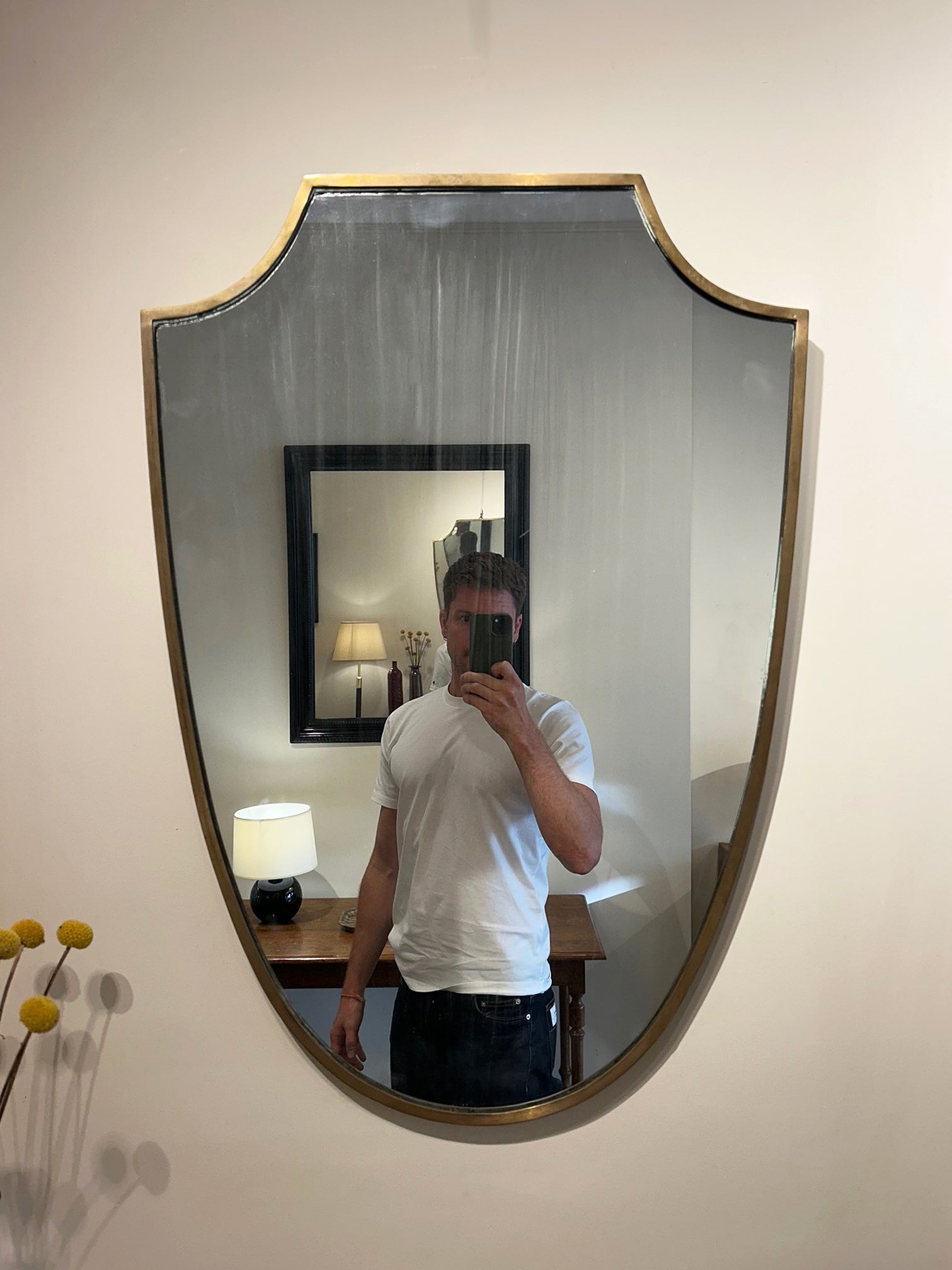 7463- Brass Shield Mirror