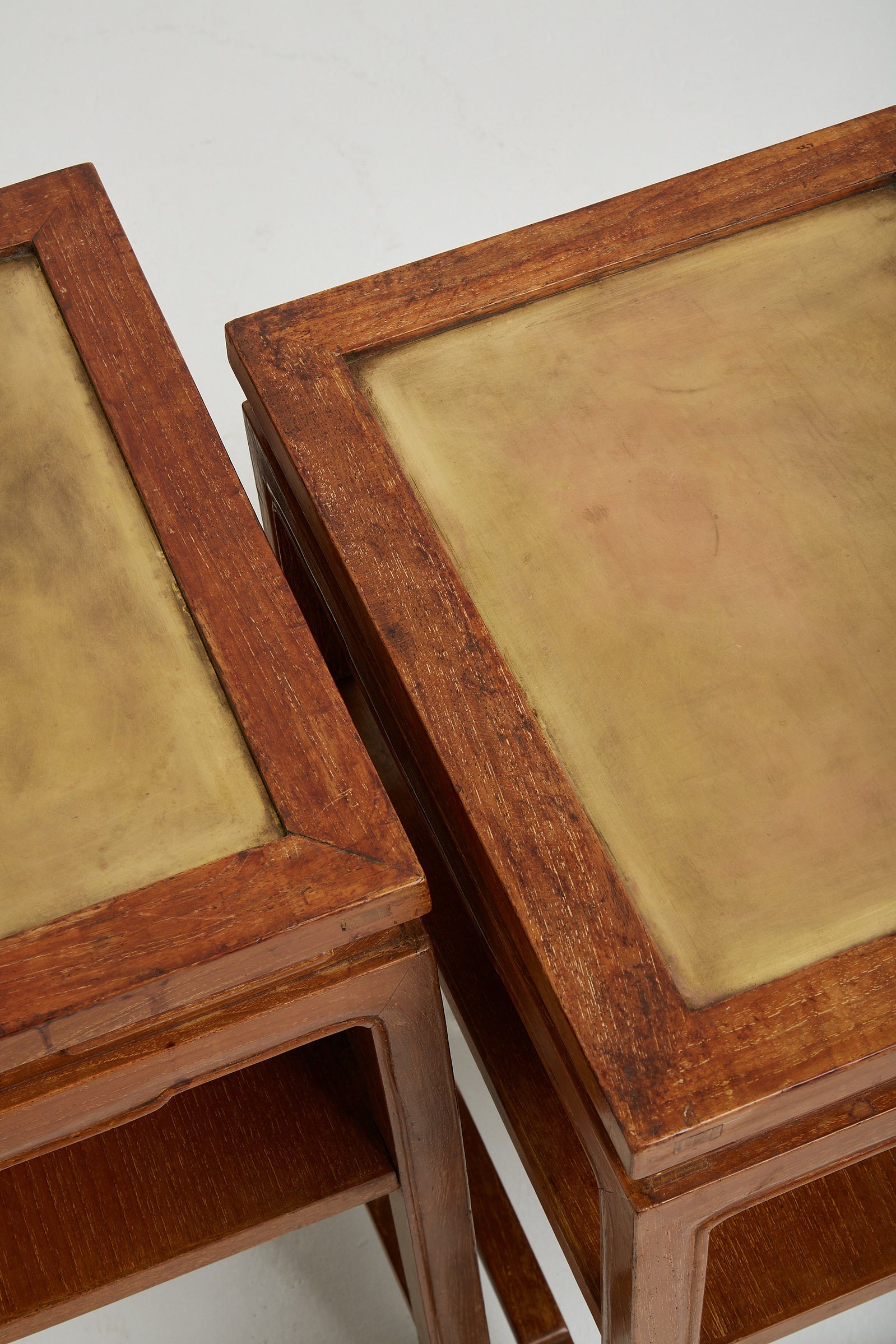 Pair of Limed and Brass Top Side Tables