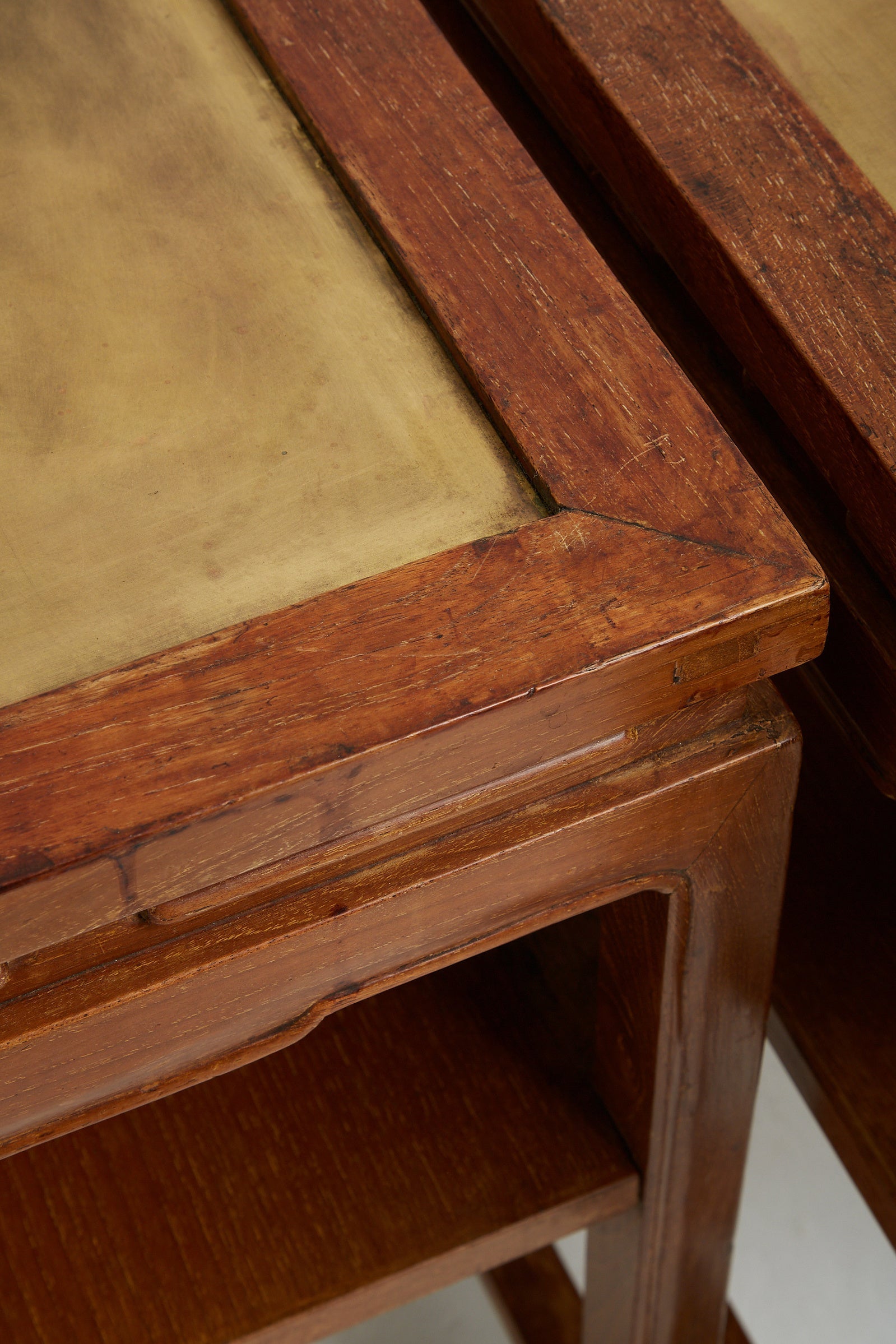 Pair of Limed and Brass Top Side Tables