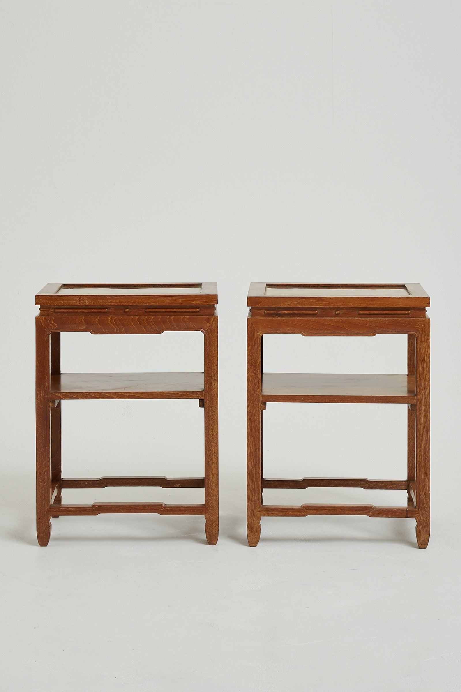 Pair of Limed and Brass Top Side Tables