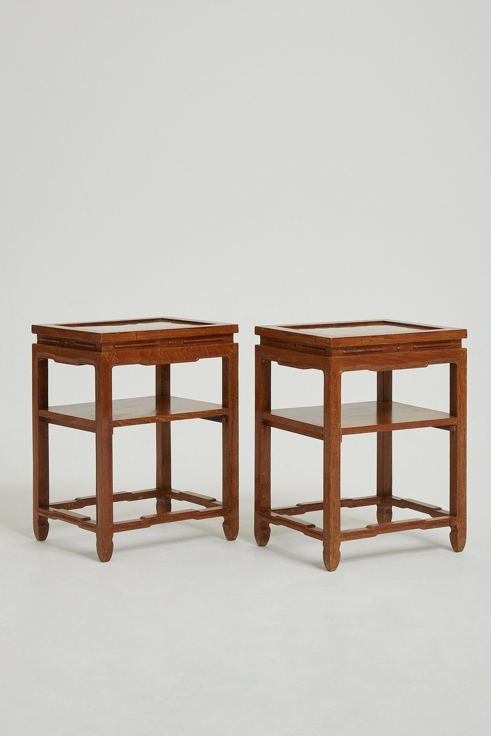 Pair of Limed and Brass Top Side Tables