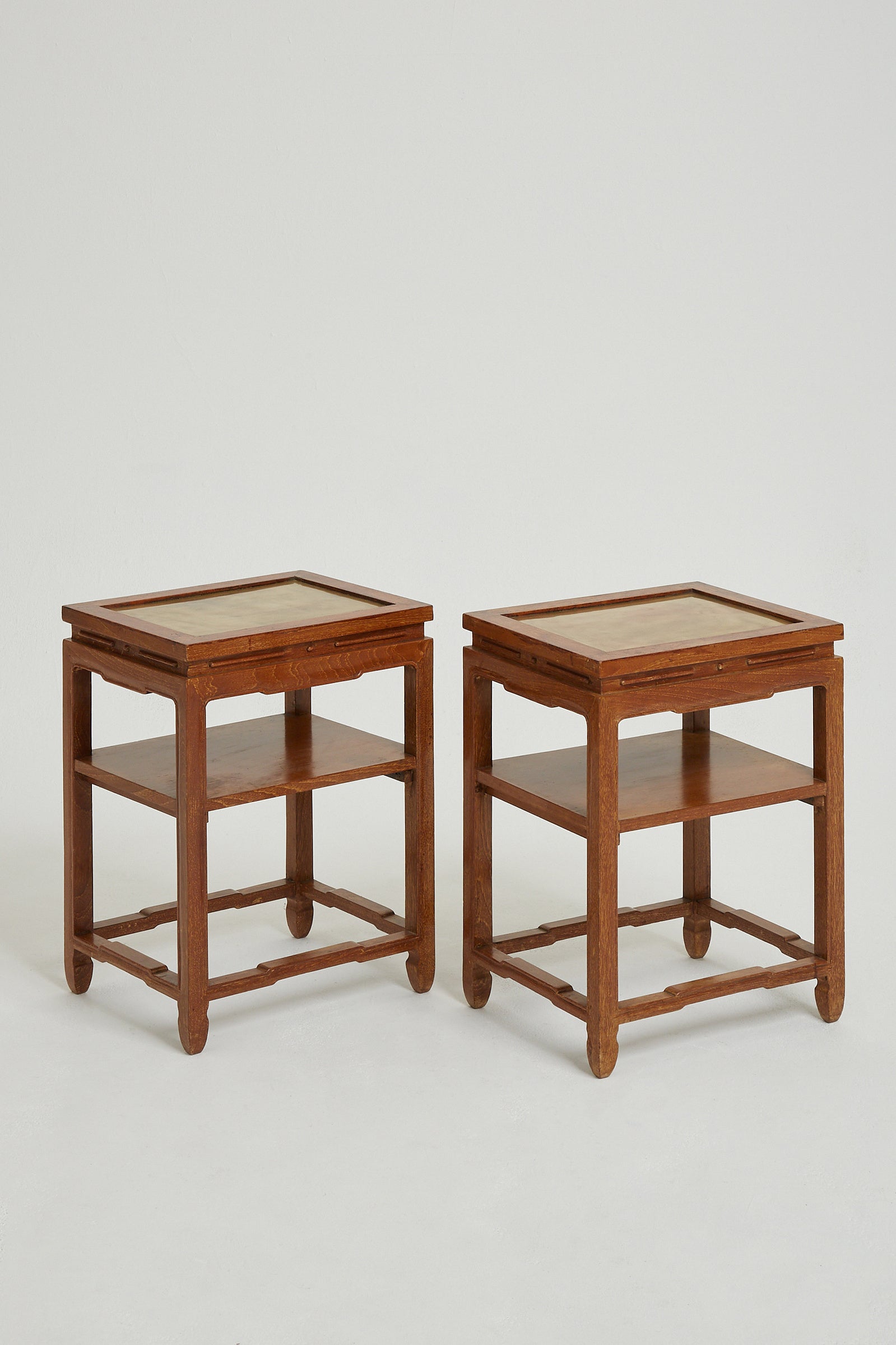 7505- Pair of Limed and Brass Top Side Tables