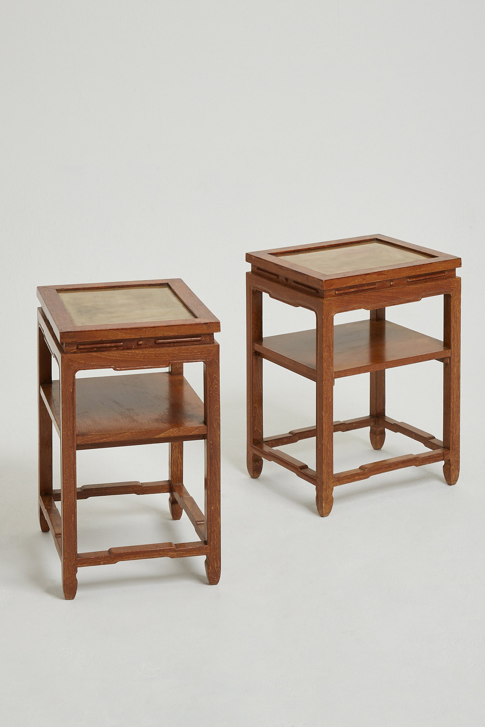 Pair of Limed and Brass Top Side Tables