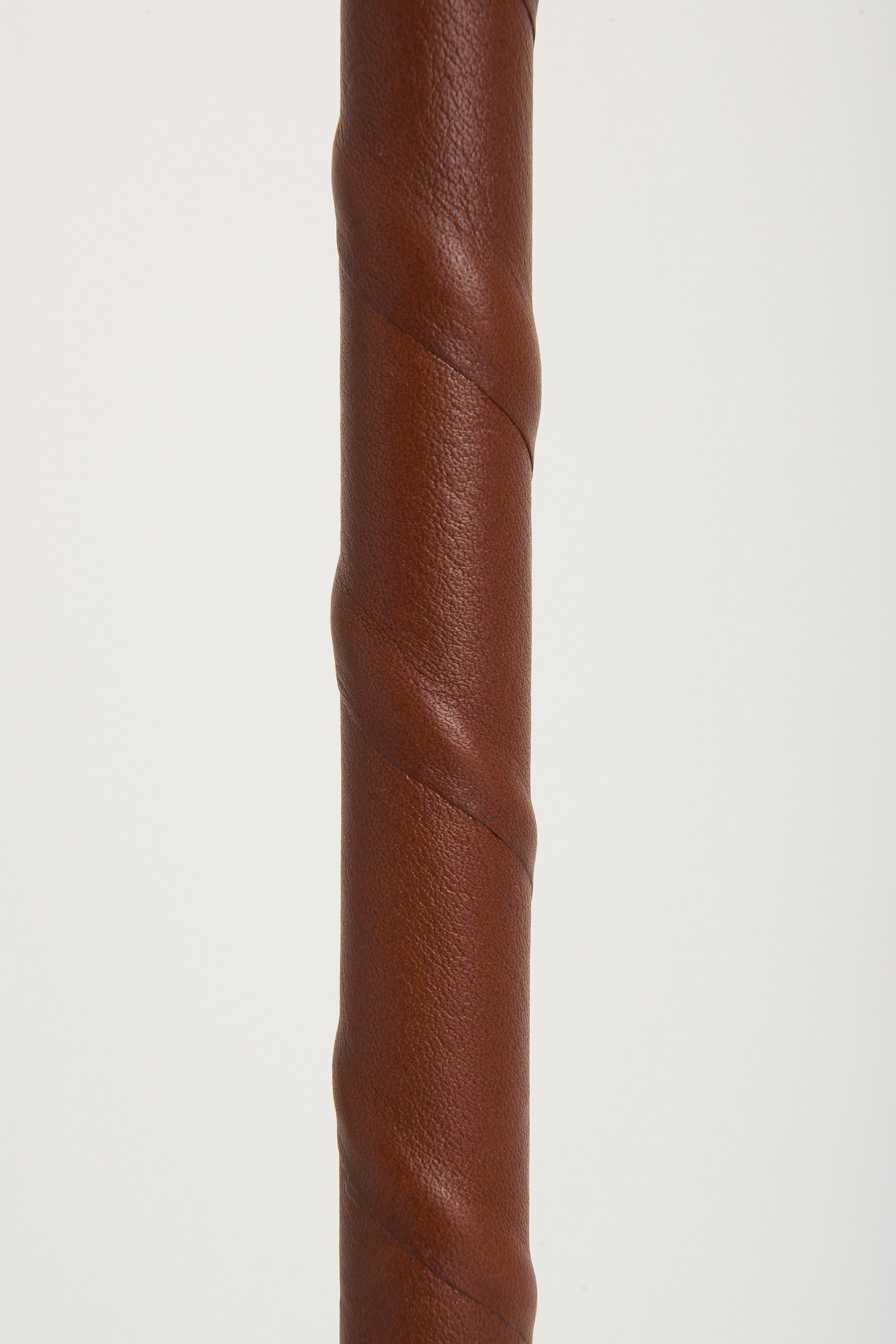 Mid-Century Brass and Brown Leather Reading Floor Lamp