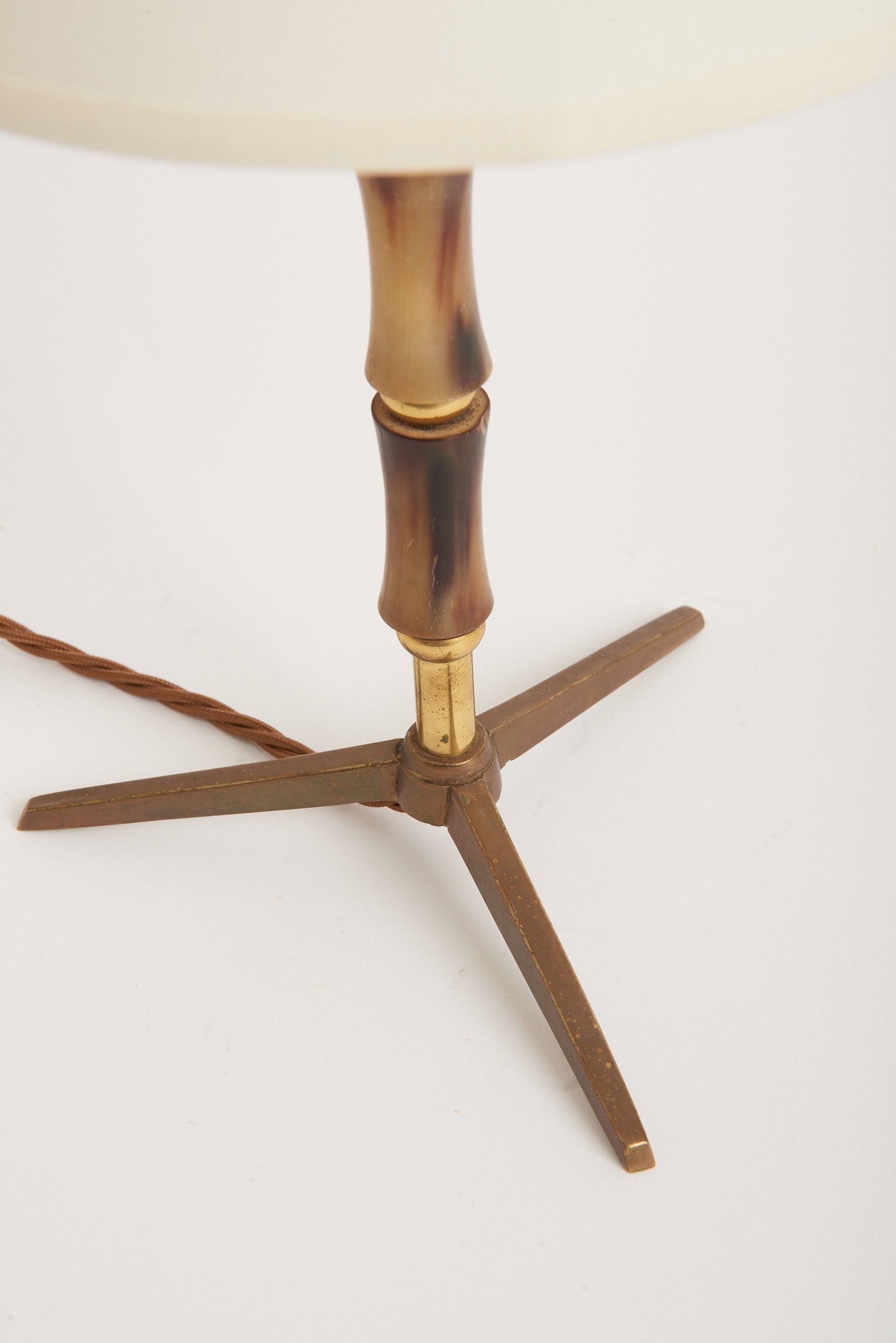 Mid-Century Brass and Horn Table Lamp