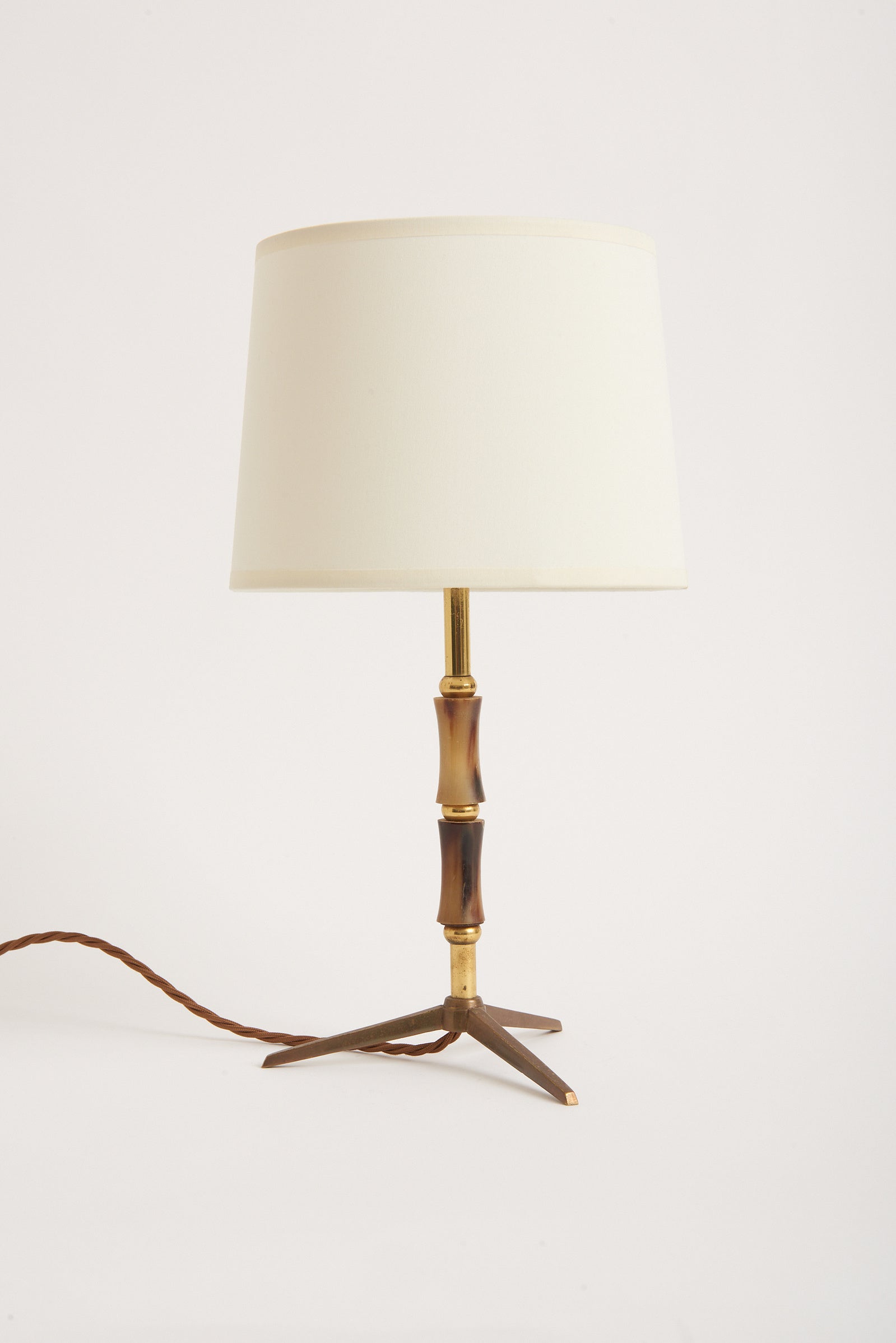 7608- Mid-Century Brass and Horn Table Lamp
