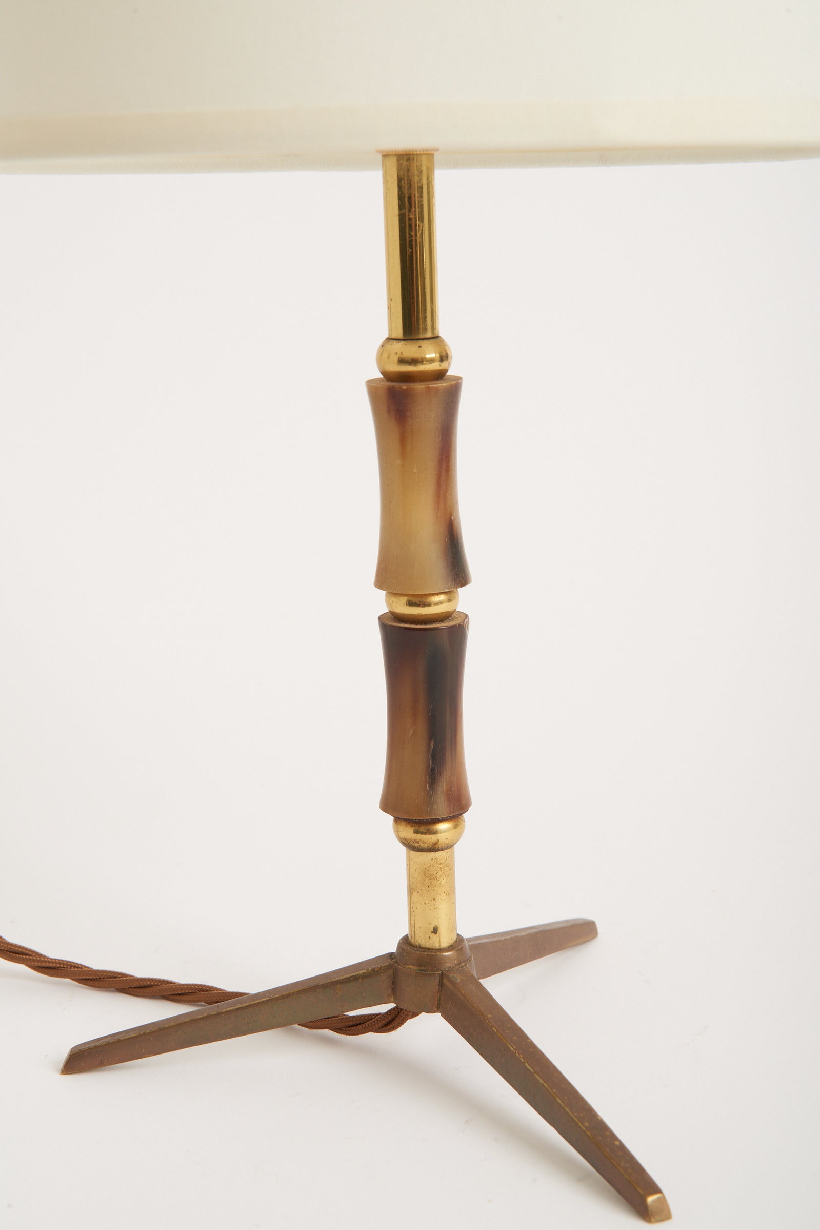 Mid-Century Brass and Horn Table Lamp