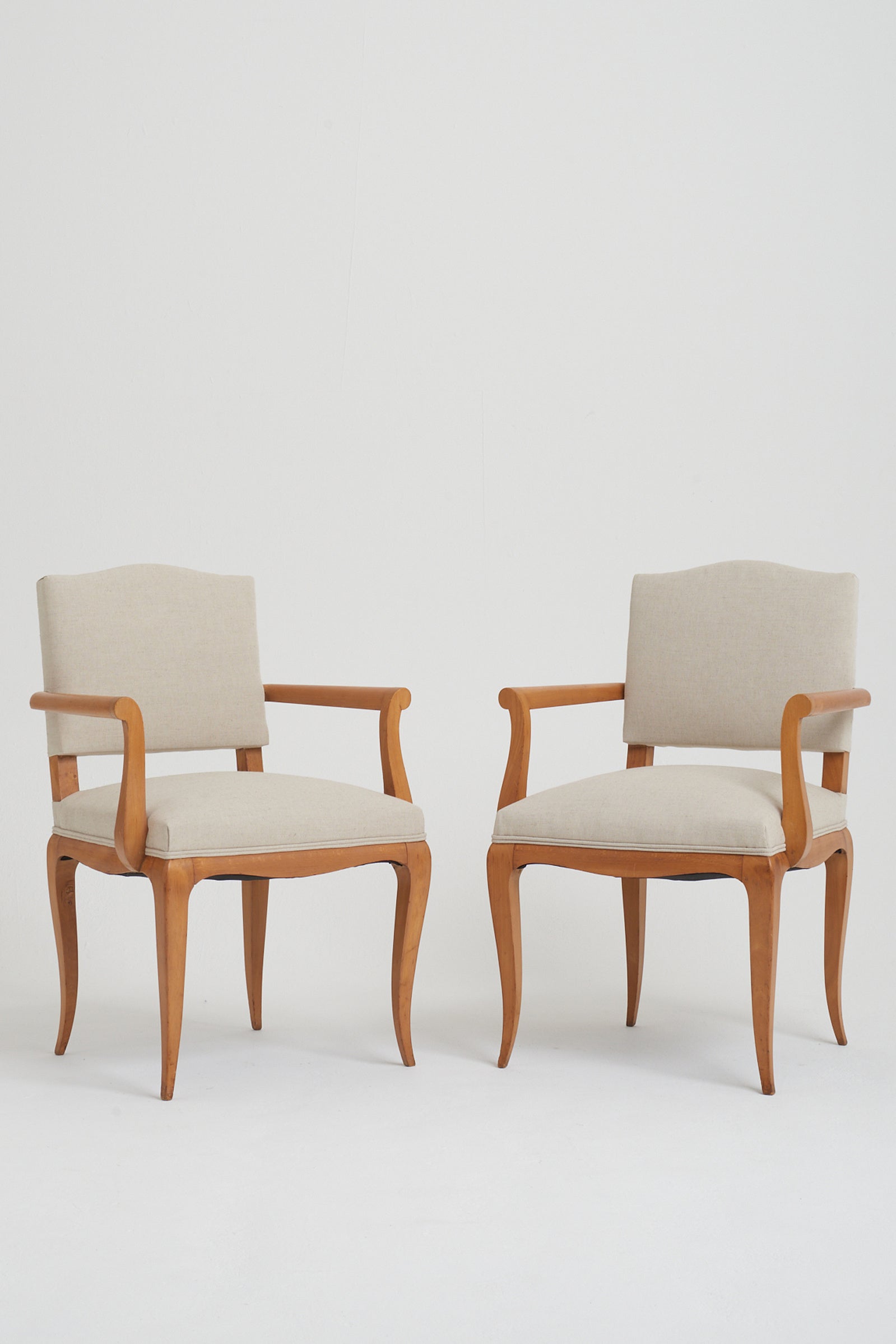 7616- Pair of Art Deco Sycamore Armchairs att. to René Prou