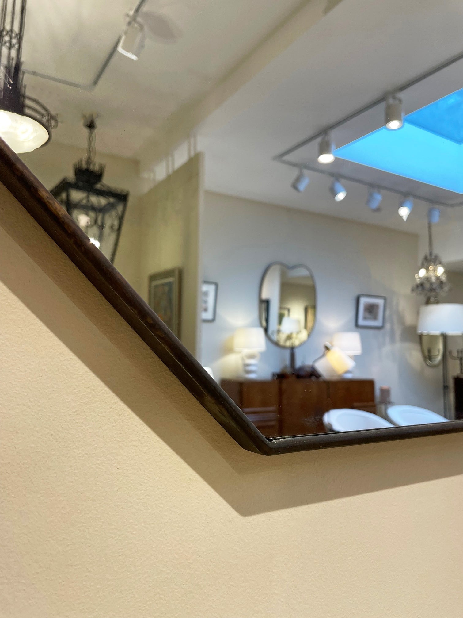 Large Brass Octagonal Mirror