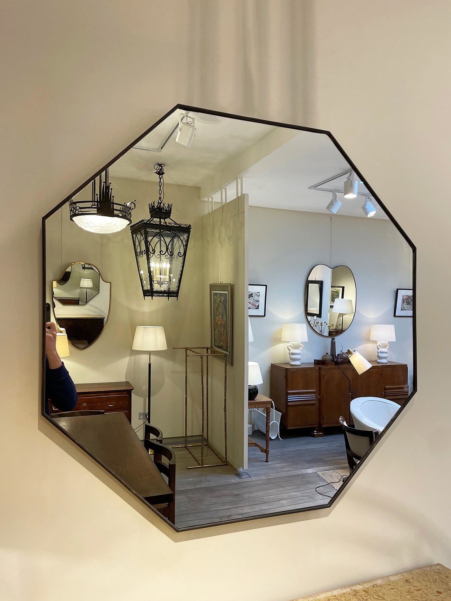 Large Brass Octagonal Mirror