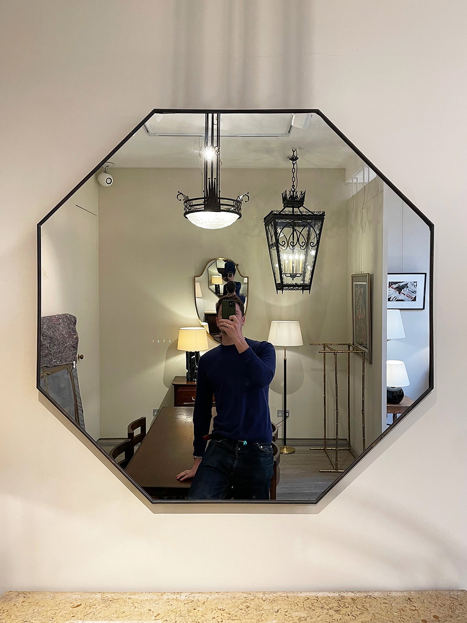 7630- Large Brass Octagonal Mirror