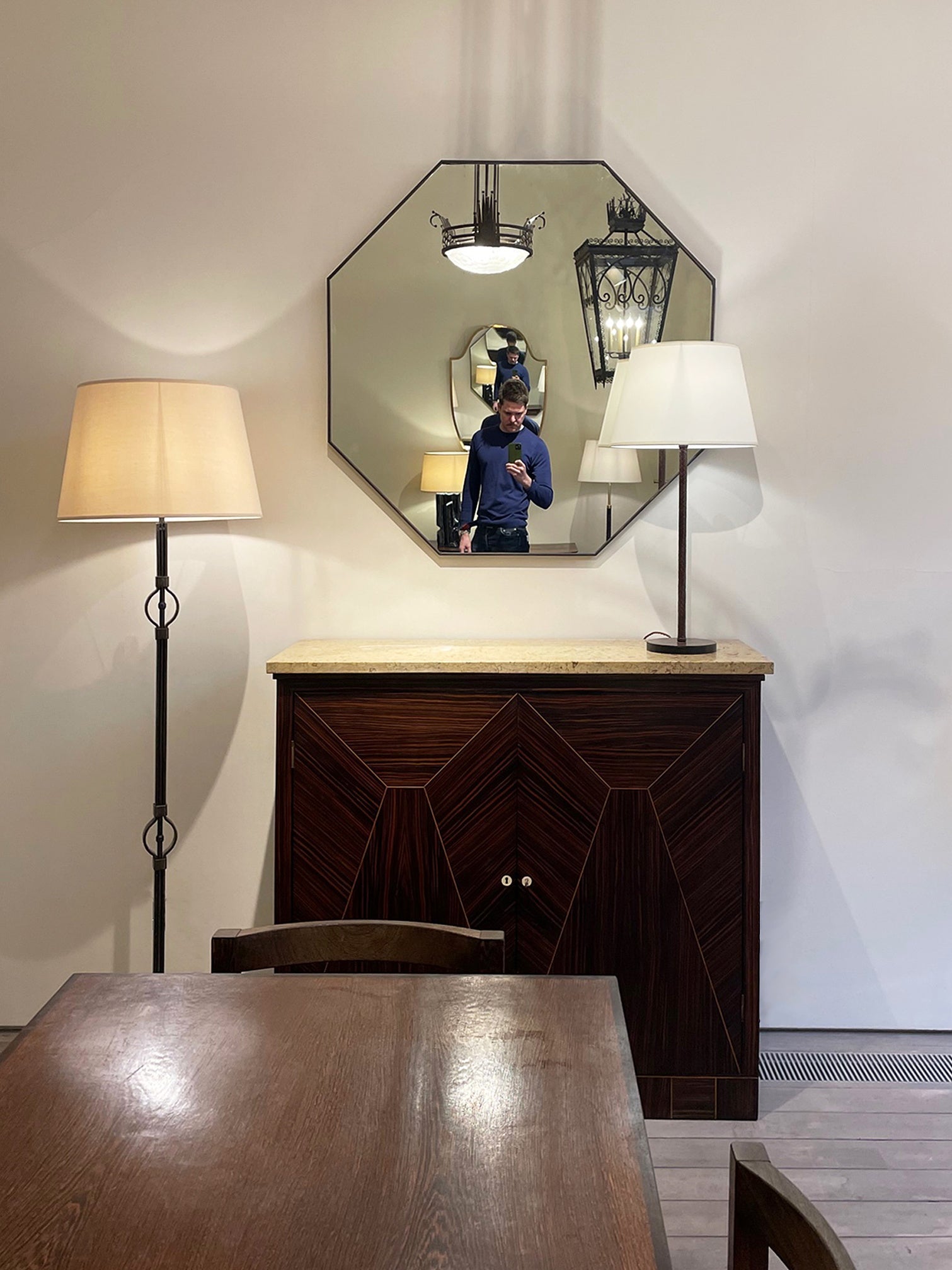 Large Brass Octagonal Mirror