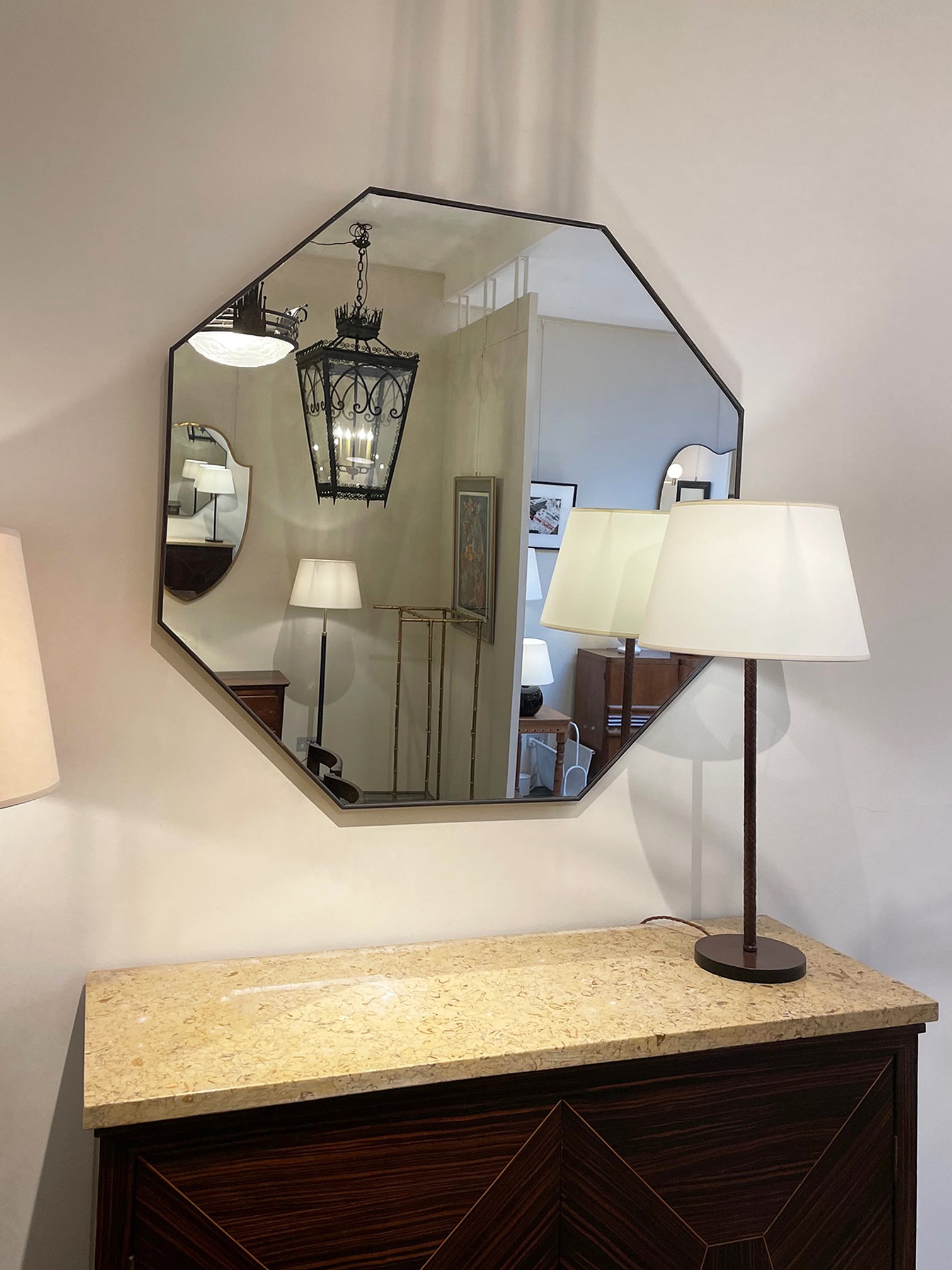 Large Brass Octagonal Mirror