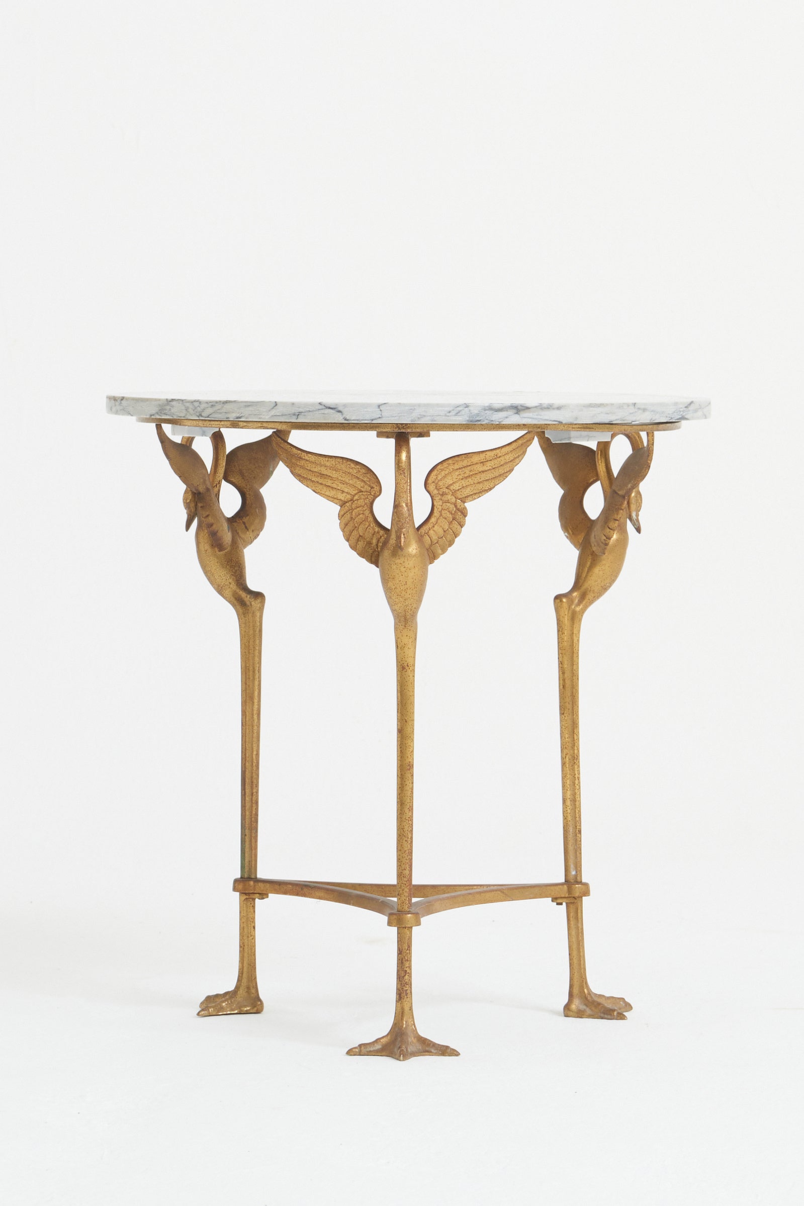 Bronze and Marble Swans Side Table