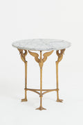 7639- Bronze and Marble Swans Side Table