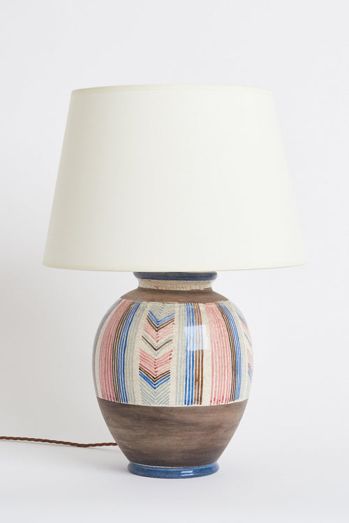7642-  Art Deco Ceramic Lamp by Jean-Jacques Lachenal