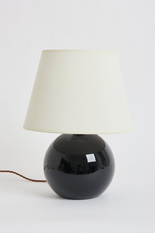 7653- Art Deco Black Glass Table Lamp by Jacques Adnet