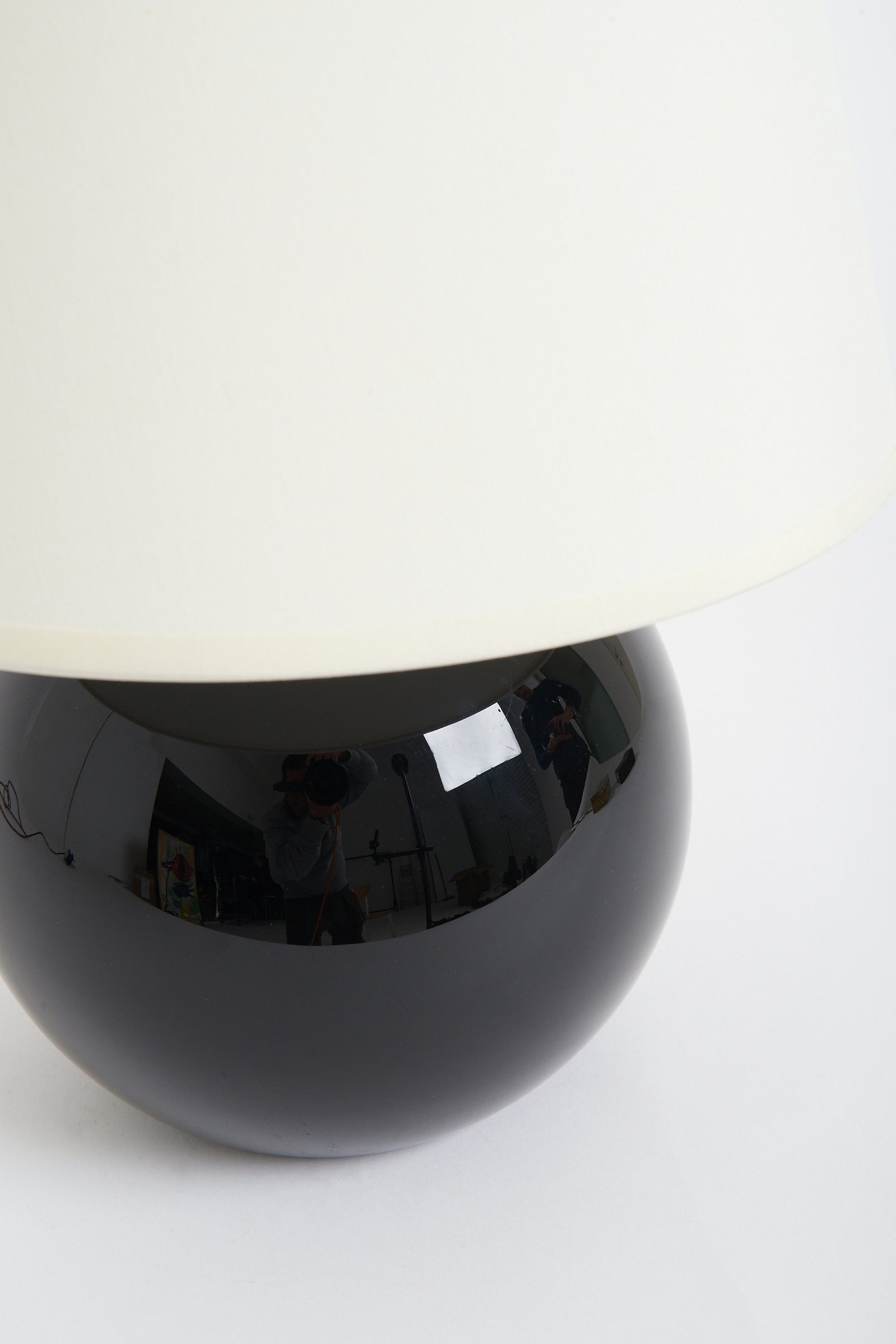 Art Deco Black Glass Table Lamp by Jacques Adnet