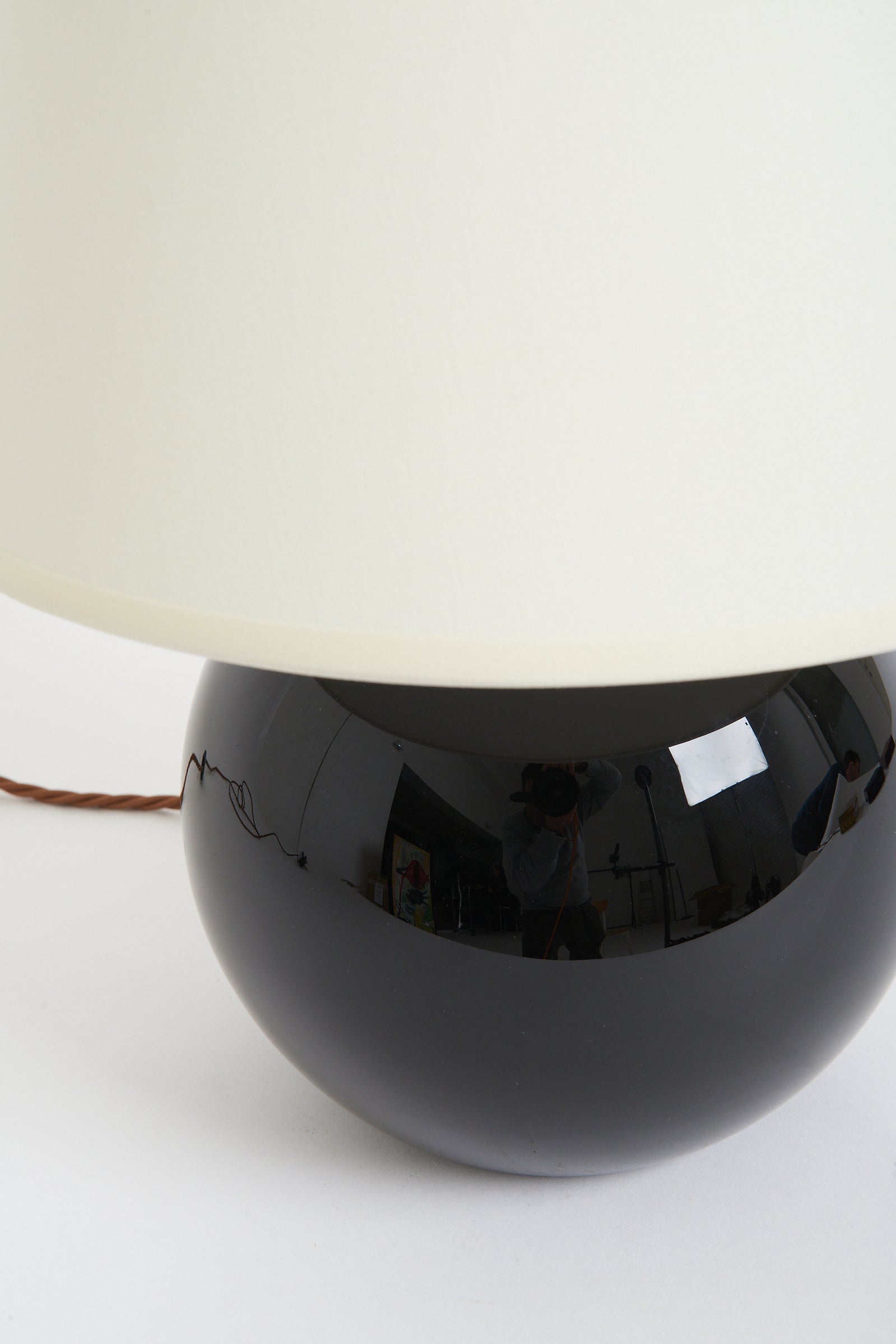 Art Deco Black Glass Table Lamp by Jacques Adnet