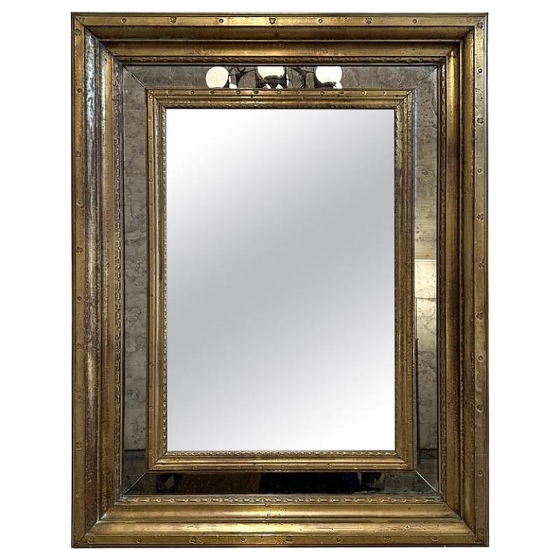 Mid-Century Brass Cushioned Mirror