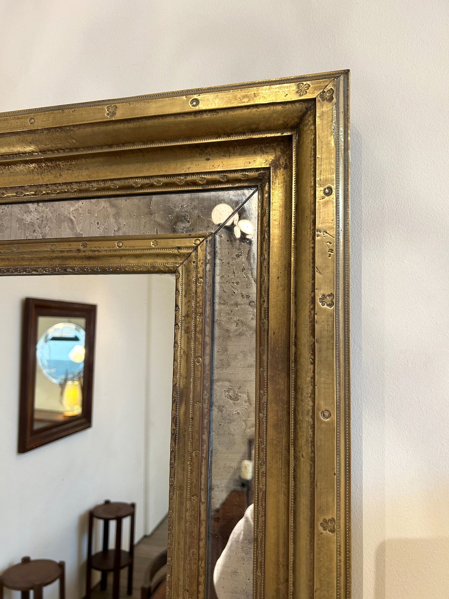 Mid-Century Brass Cushioned Mirror