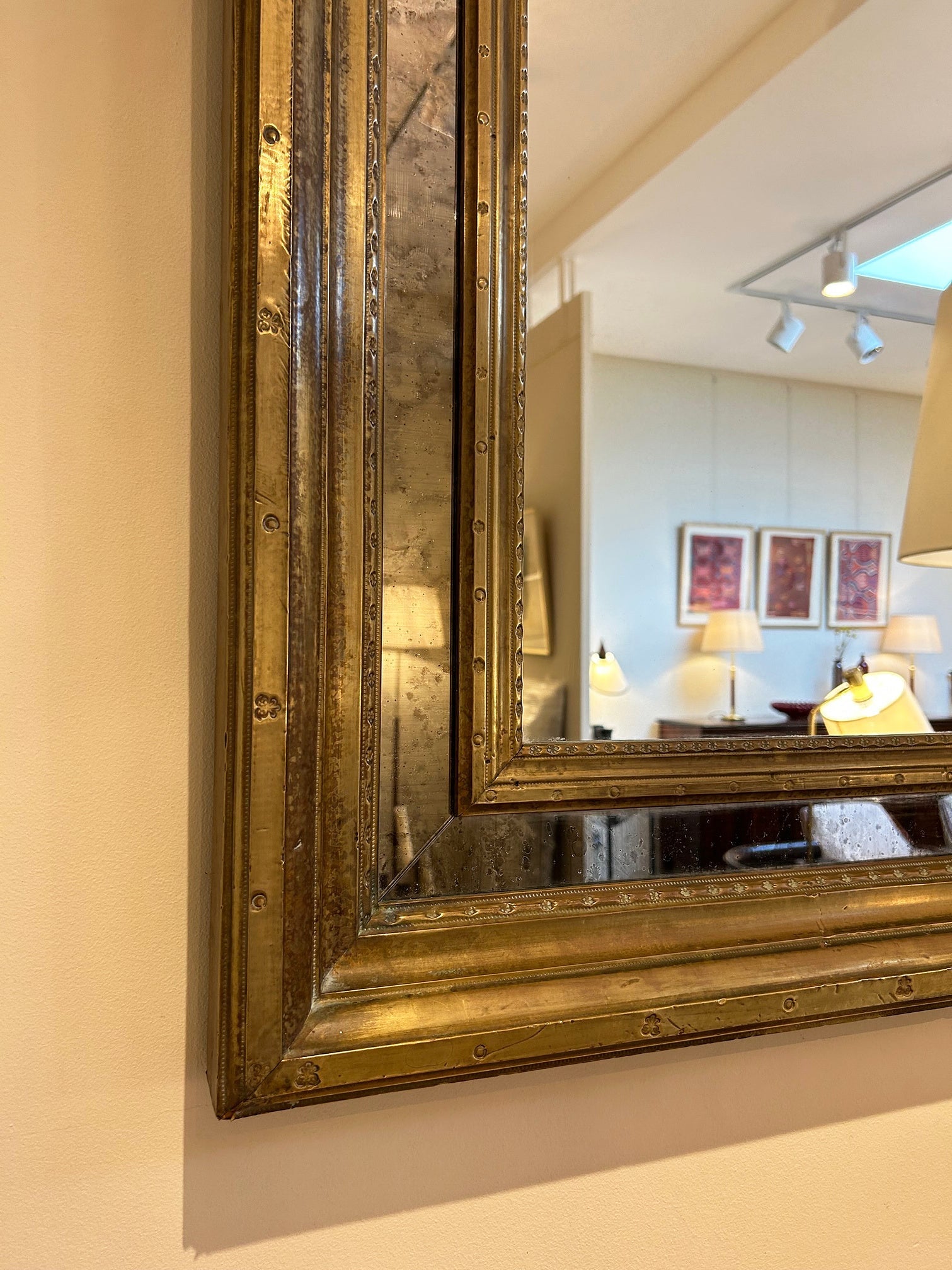 Mid-Century Brass Cushioned Mirror