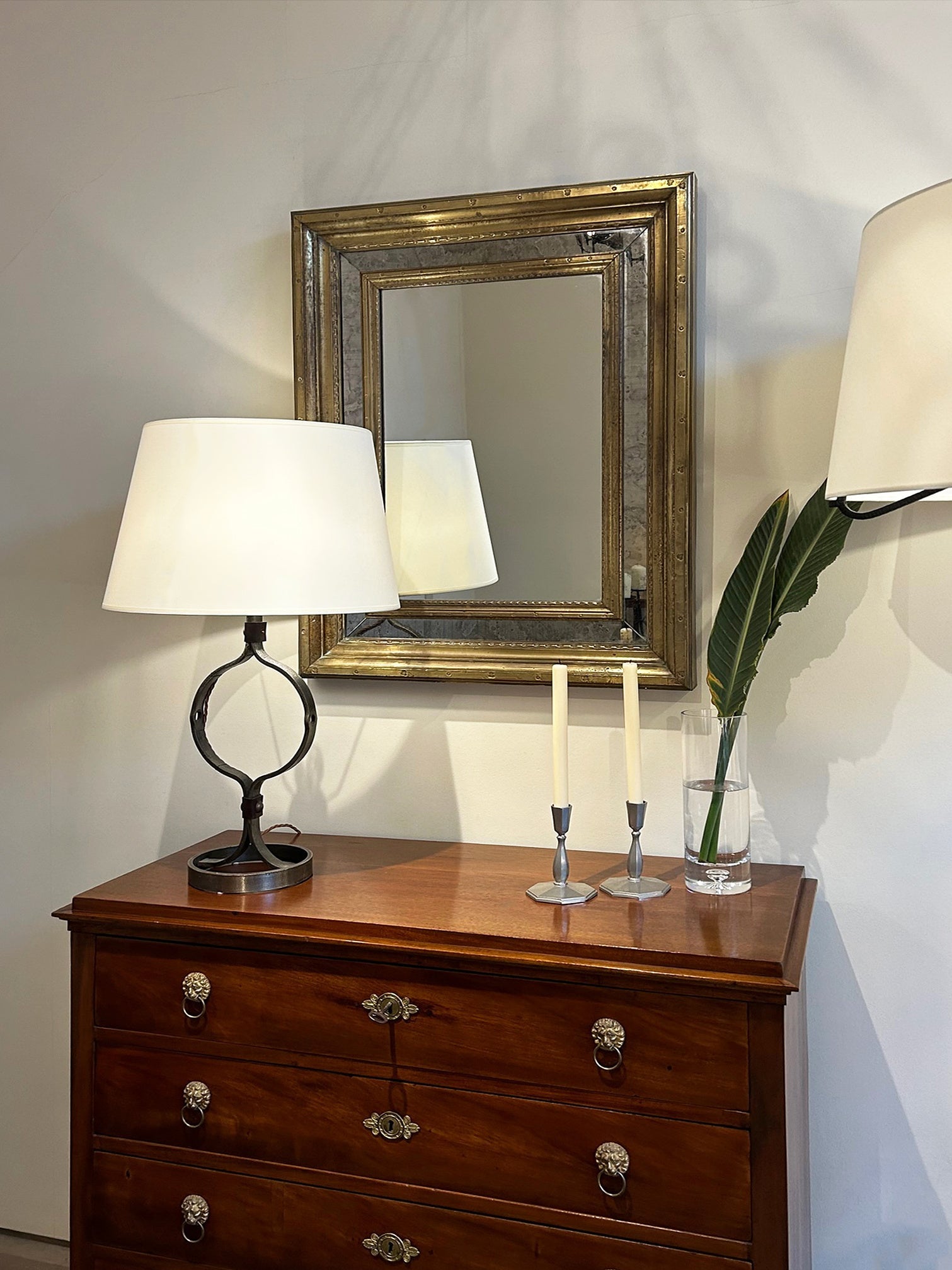 Mid-Century Brass Cushioned Mirror