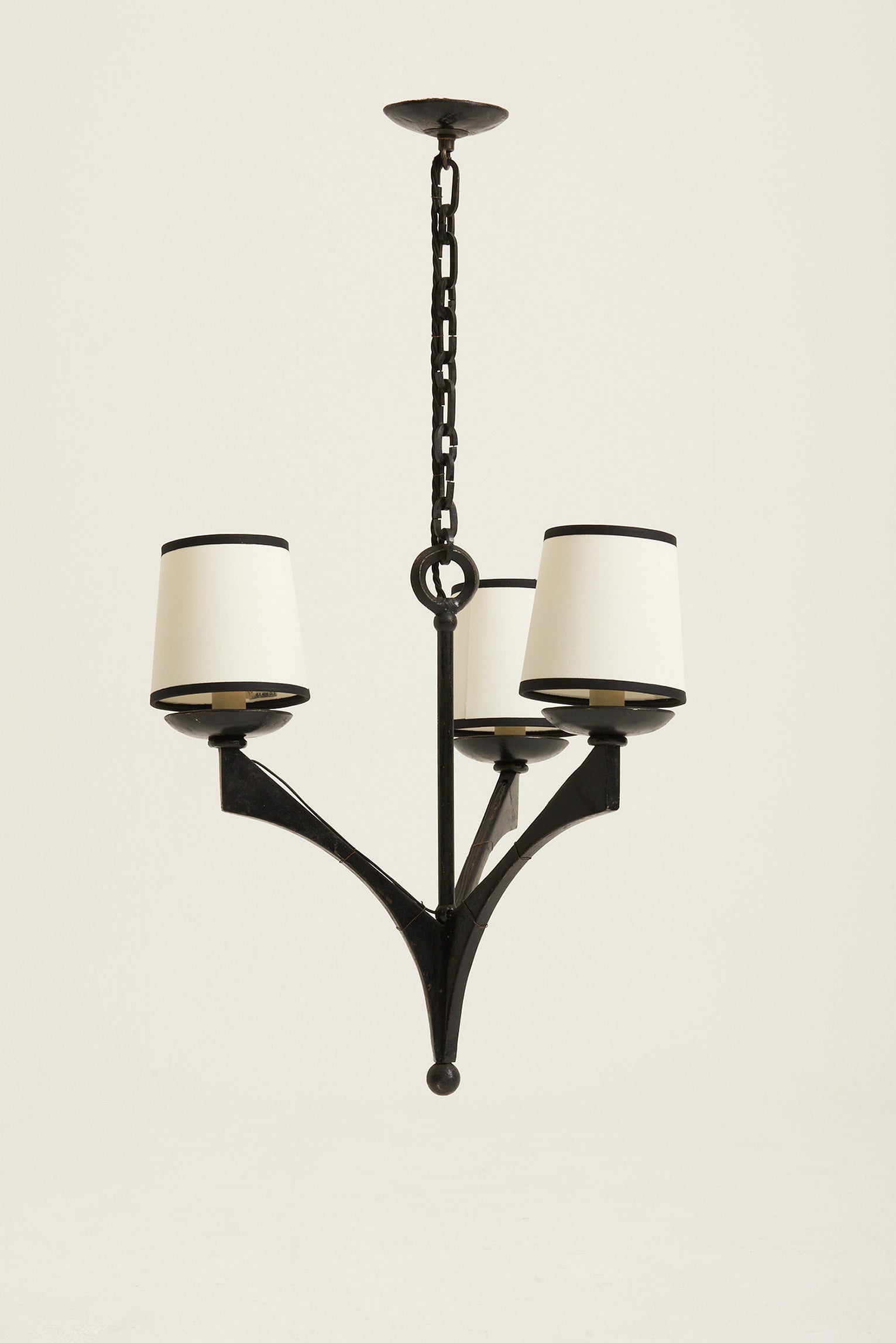 1950s French Black Iron Ceiling Light