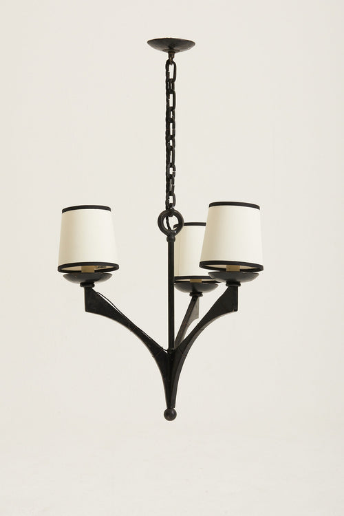 1950s French Black Iron Ceiling Light
