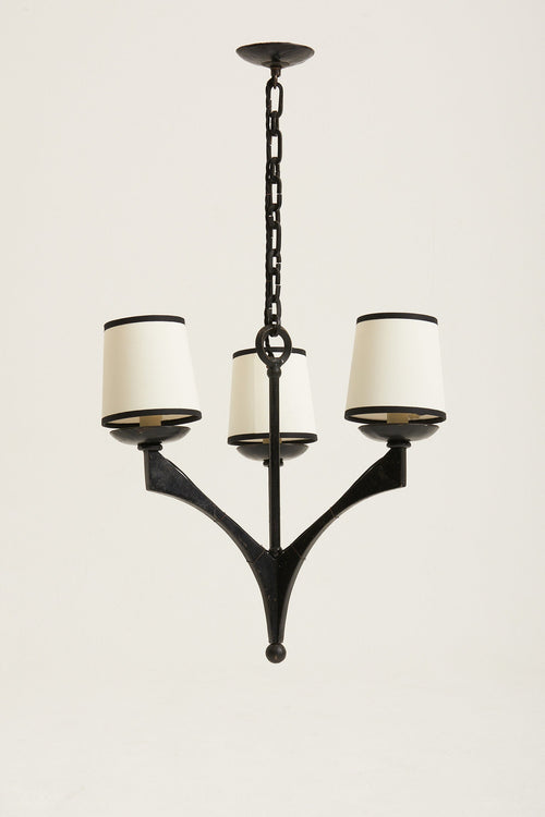 7662- 1950s French Black Iron Ceiling Light