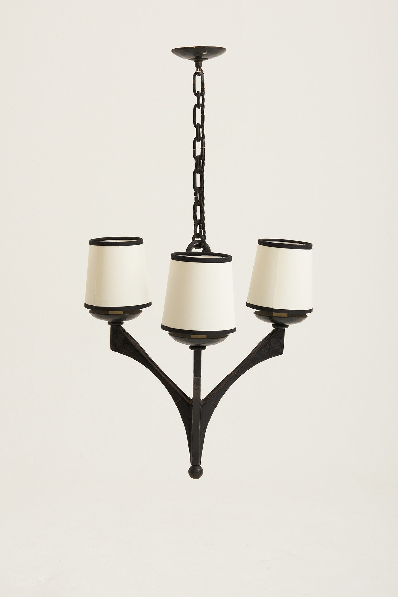 1950s French Black Iron Ceiling Light