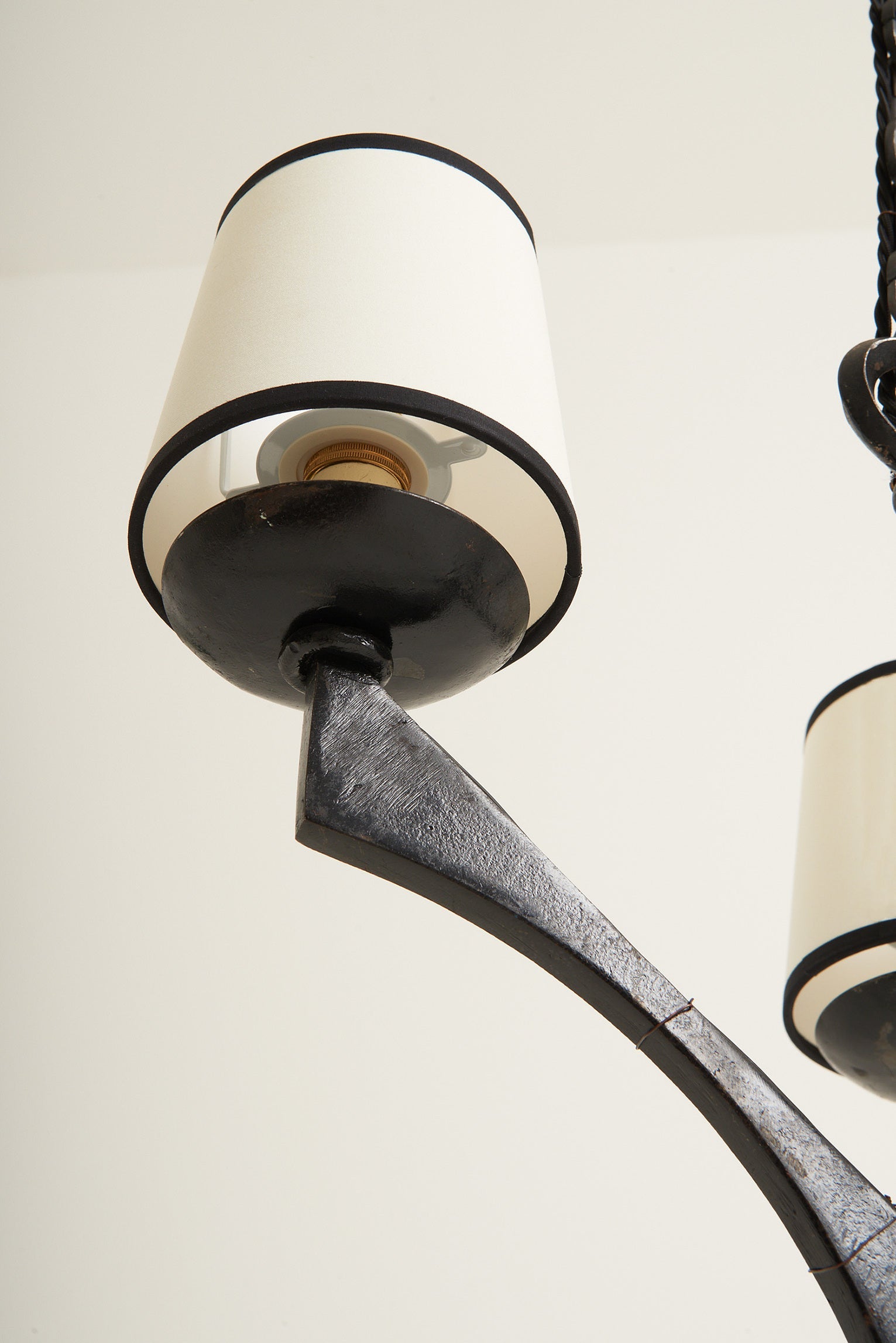 1950s French Black Iron Ceiling Light