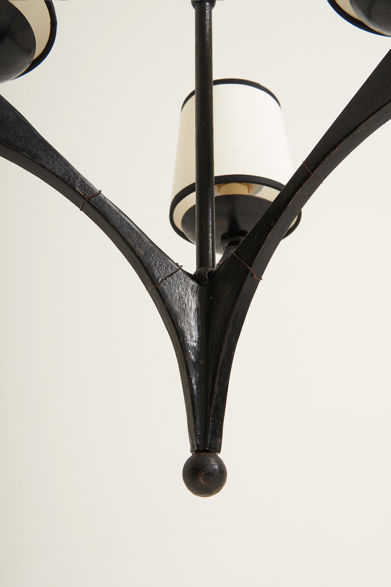 1950s French Black Iron Ceiling Light