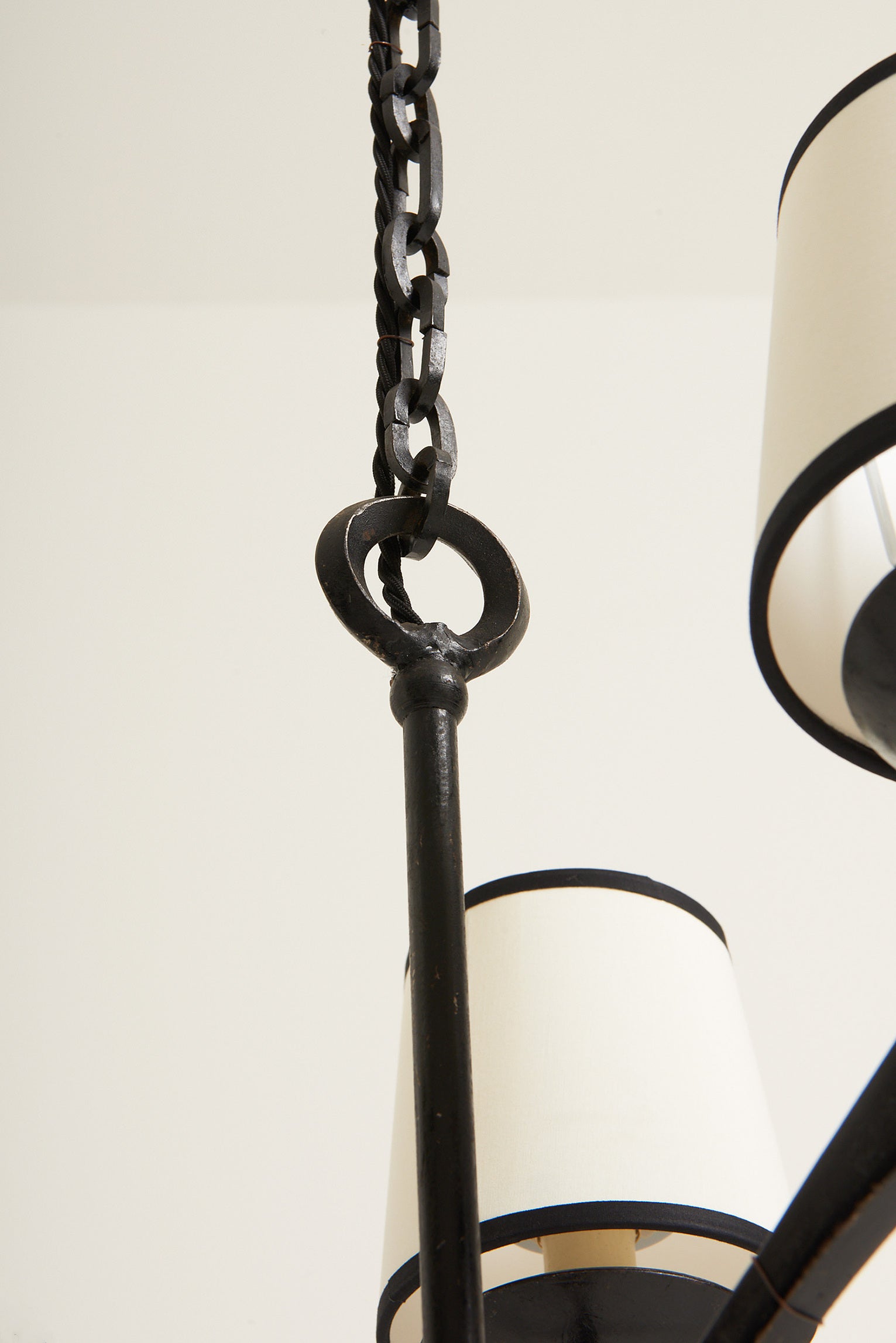 1950s French Black Iron Ceiling Light