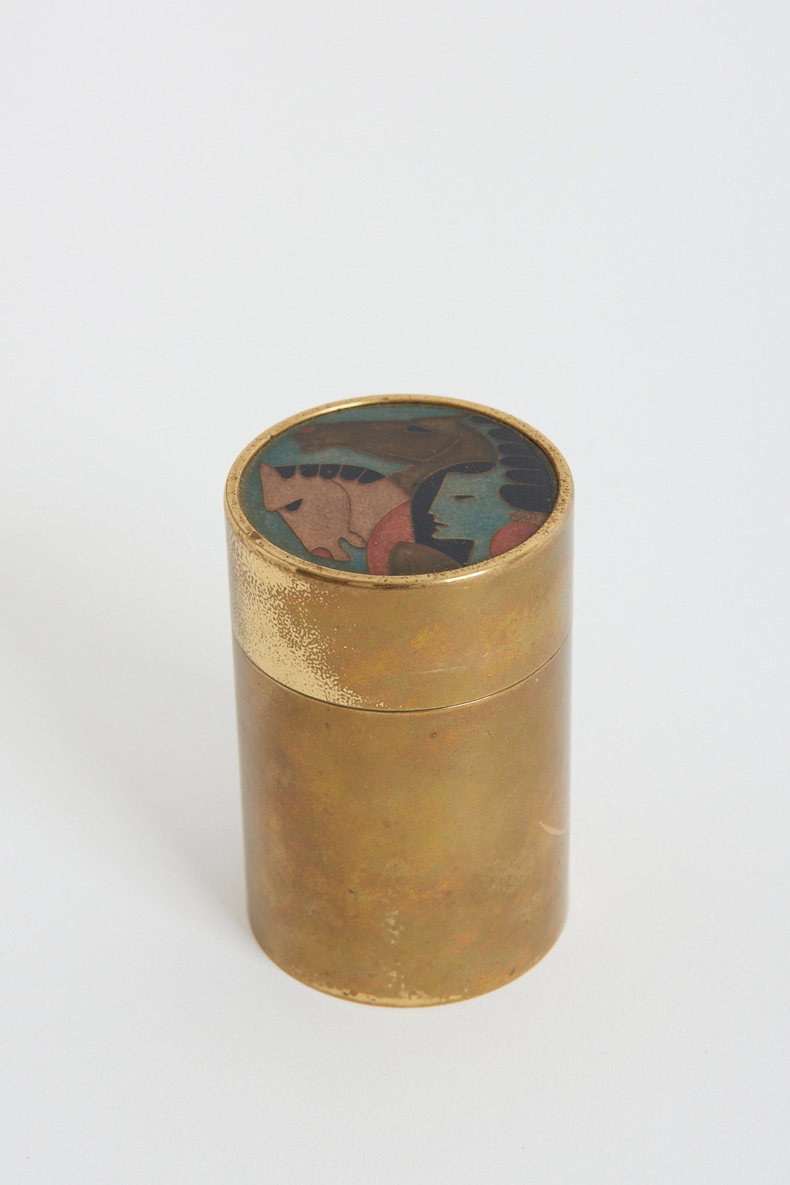 7724- Brass and Enamelled Ceramic Box