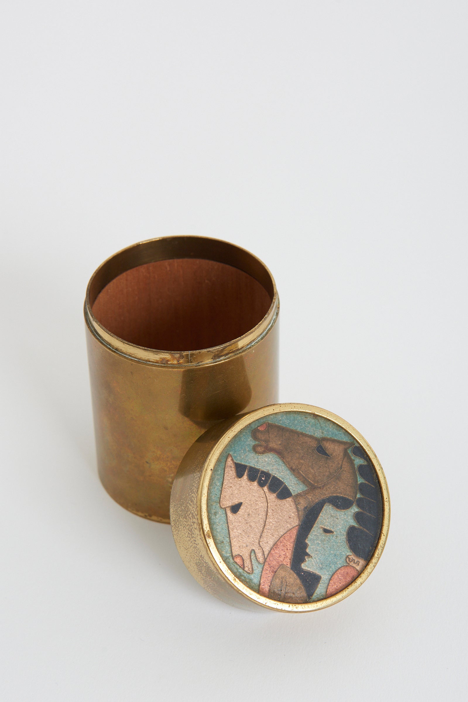 Brass and Enamelled Ceramic Box