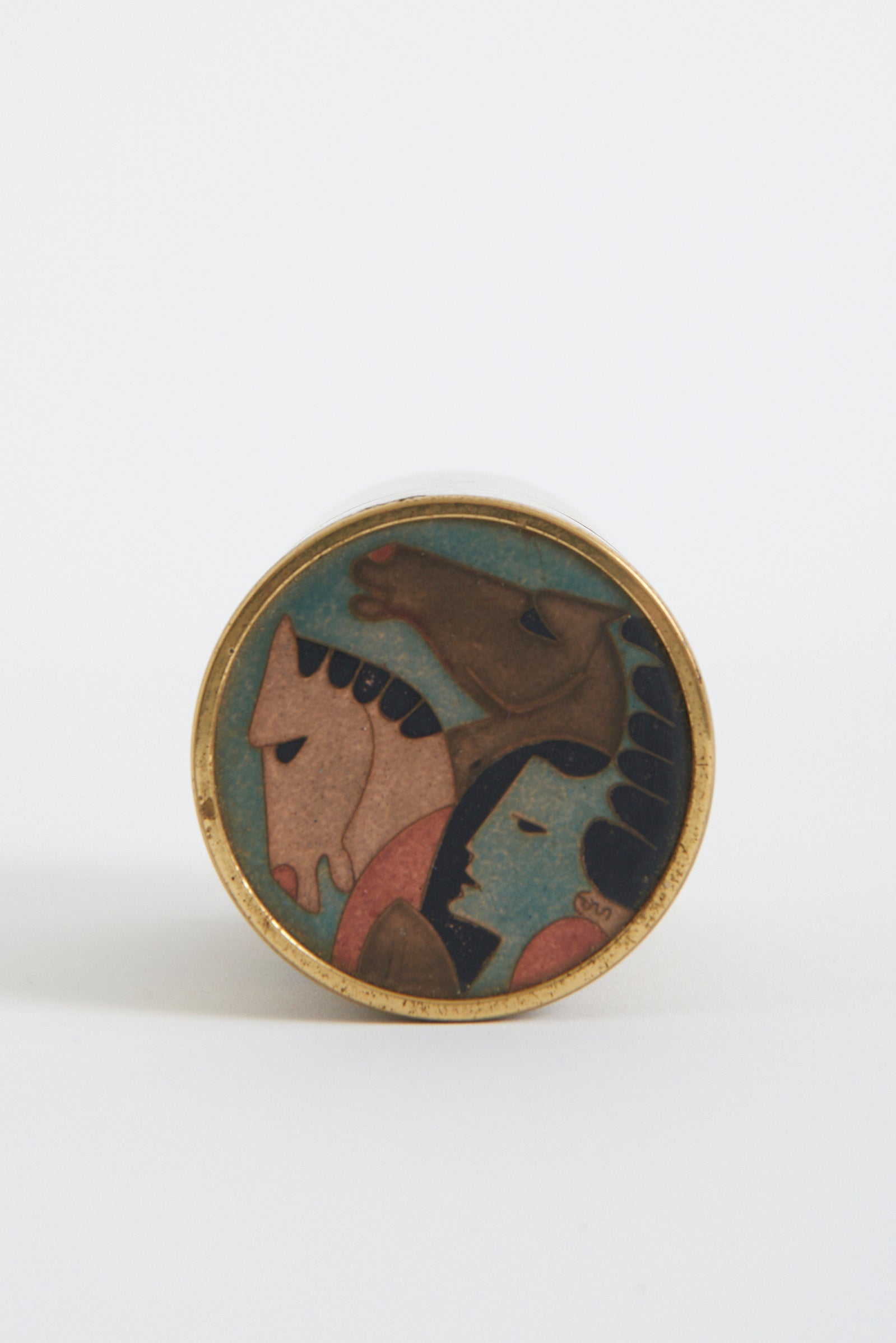 Brass and Enamelled Ceramic Box