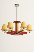 7727- Red Leather Ceiling Light by Jacques Adnet (1900-1984)