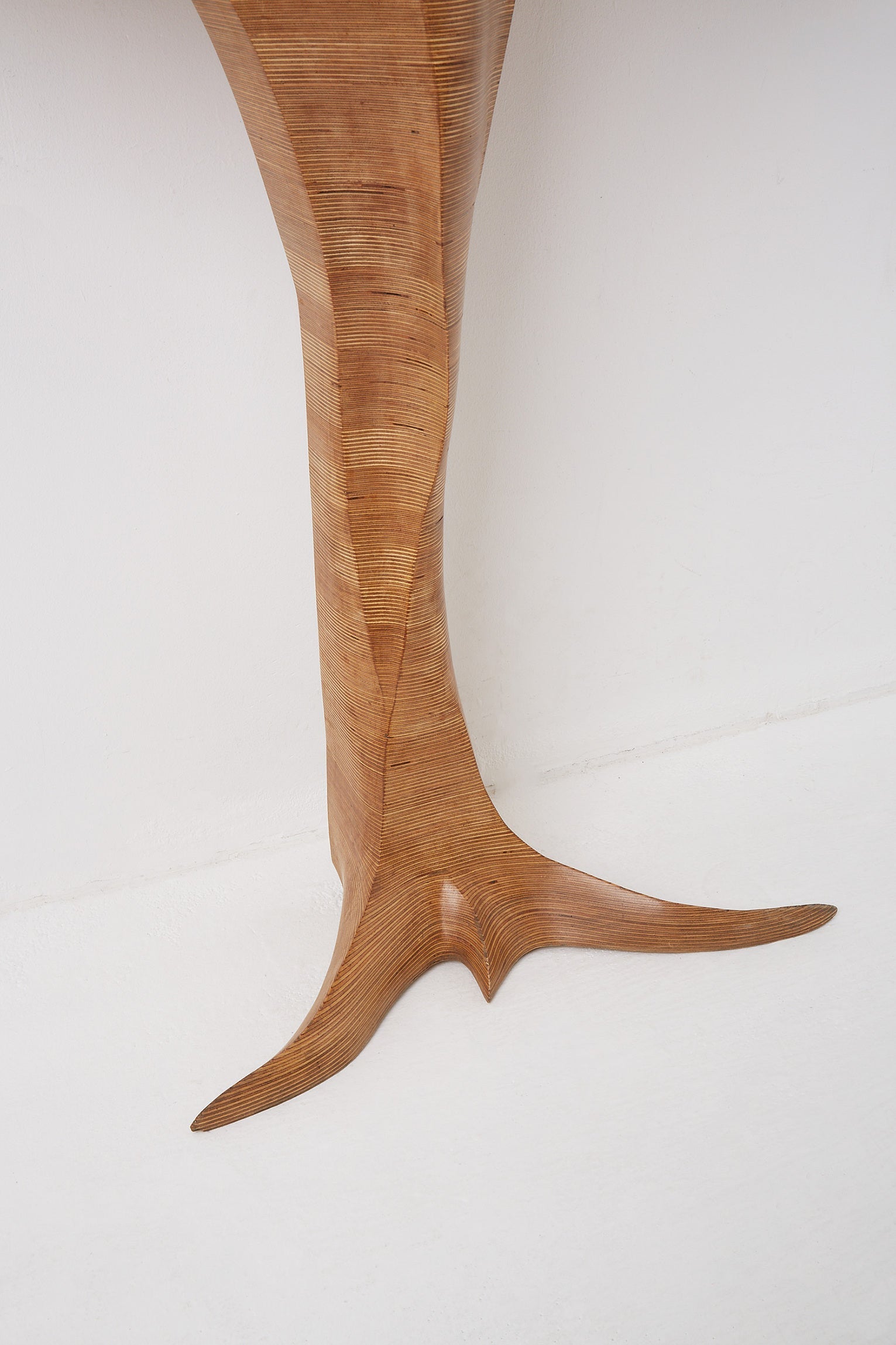 Unique Mid-Century Carved Demi-Lune Console Table