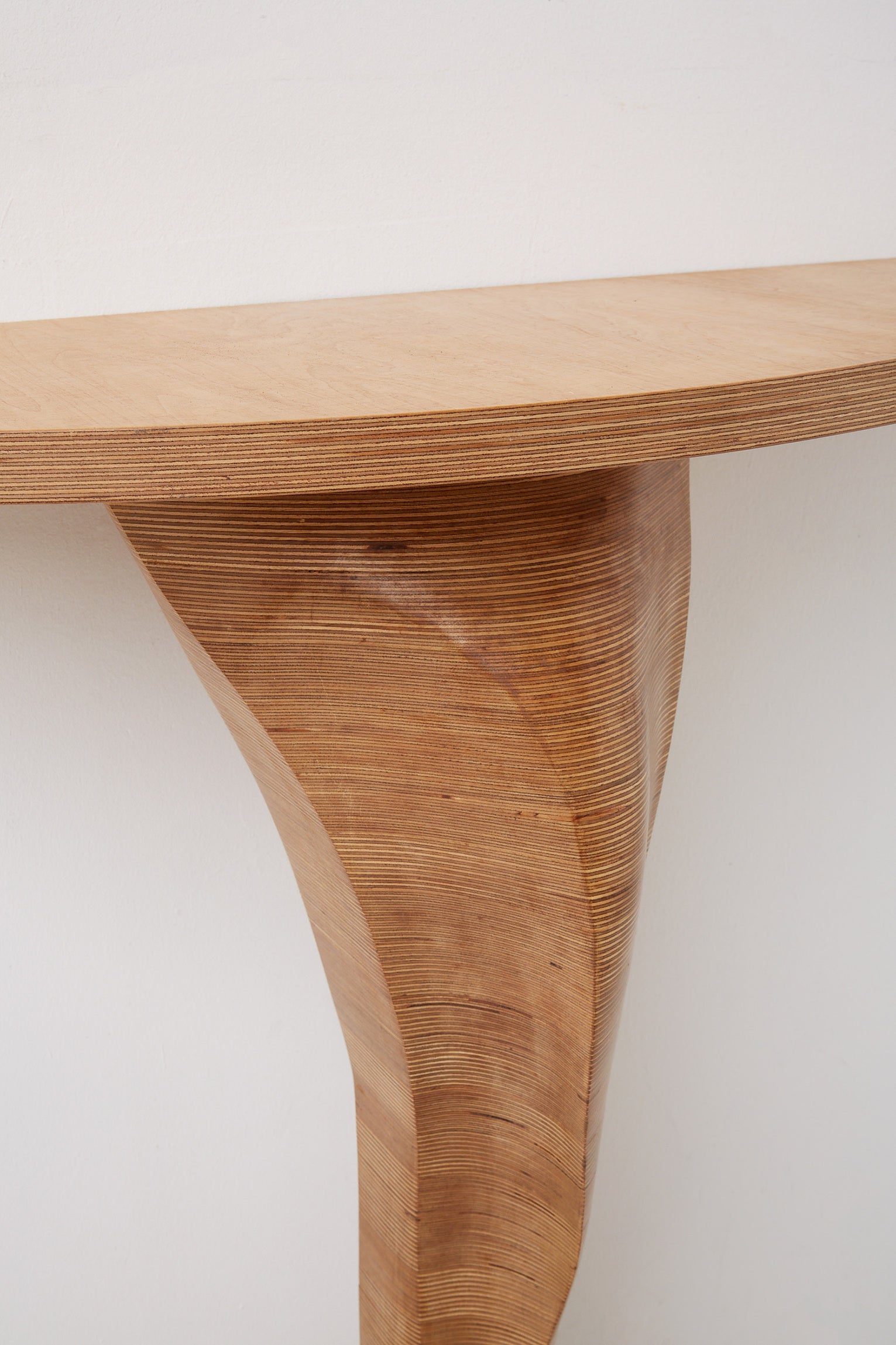 Unique Mid-Century Carved Demi-Lune Console Table