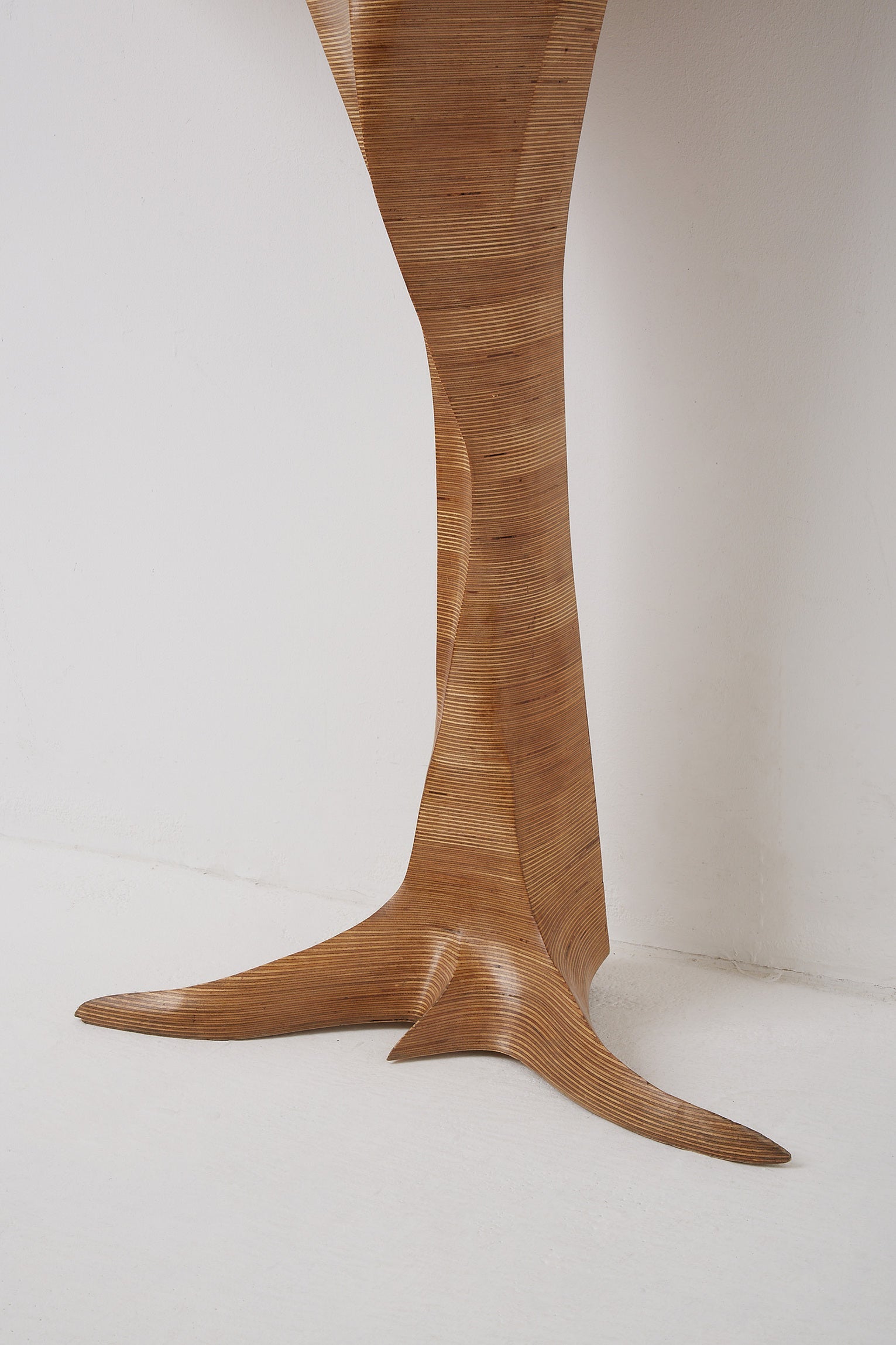 Unique Mid-Century Carved Demi-Lune Console Table