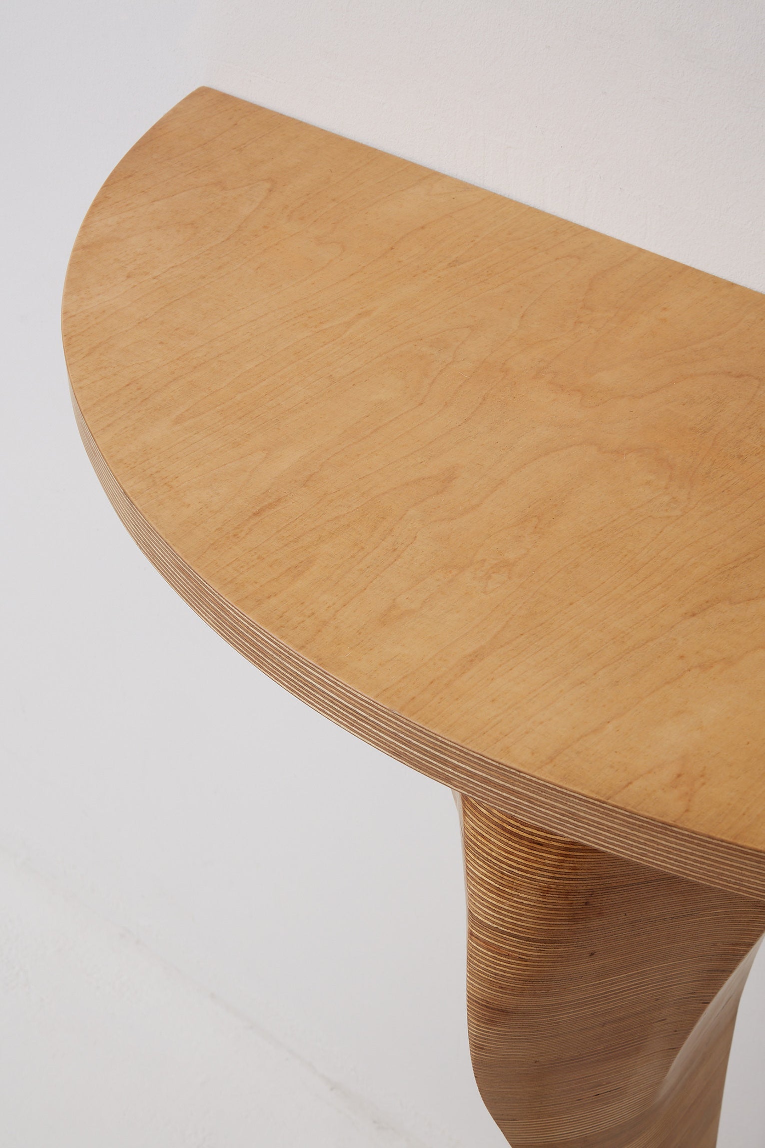 Unique Mid-Century Carved Demi-Lune Console Table