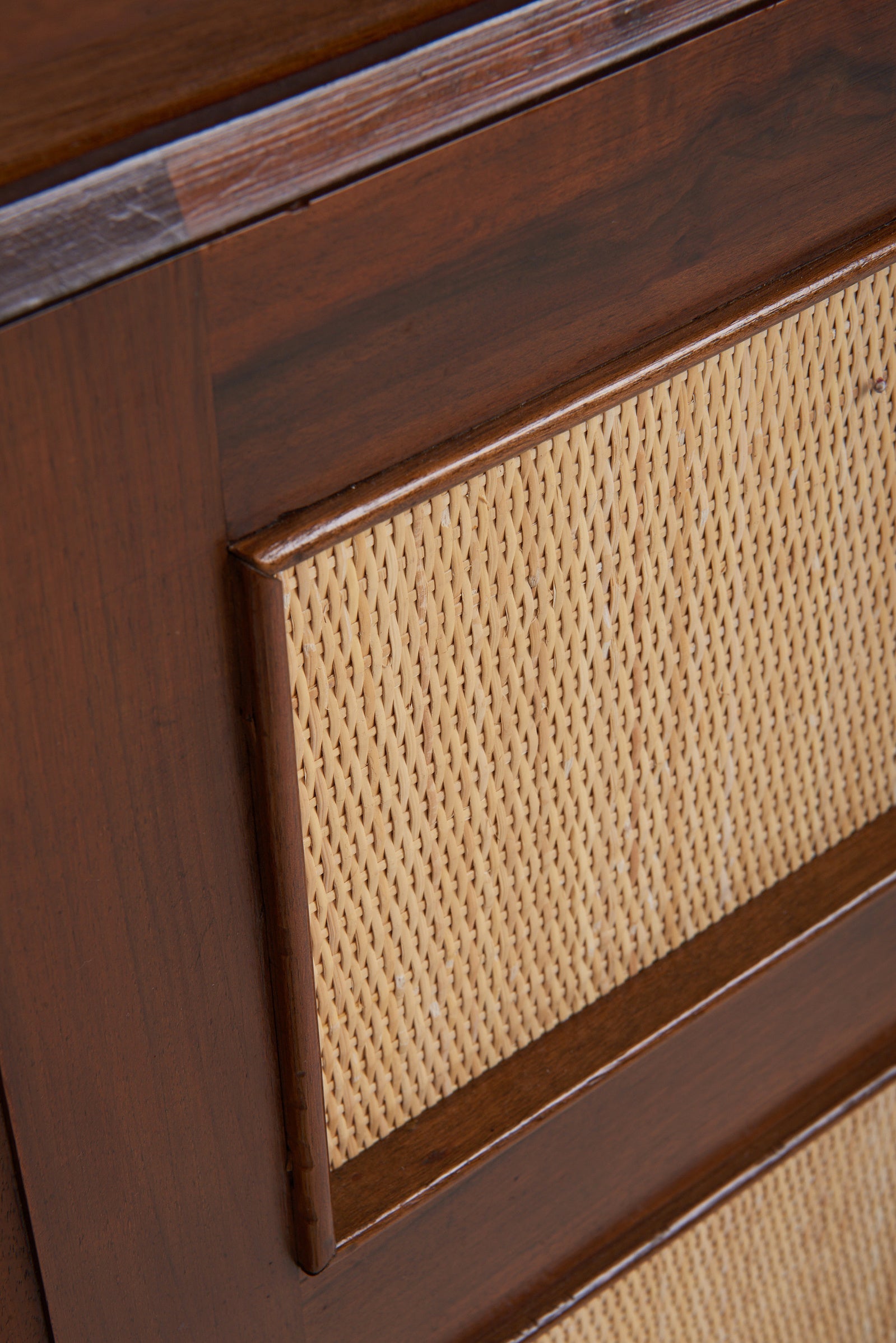 Art Deco Walnut and Rattan Sideboard