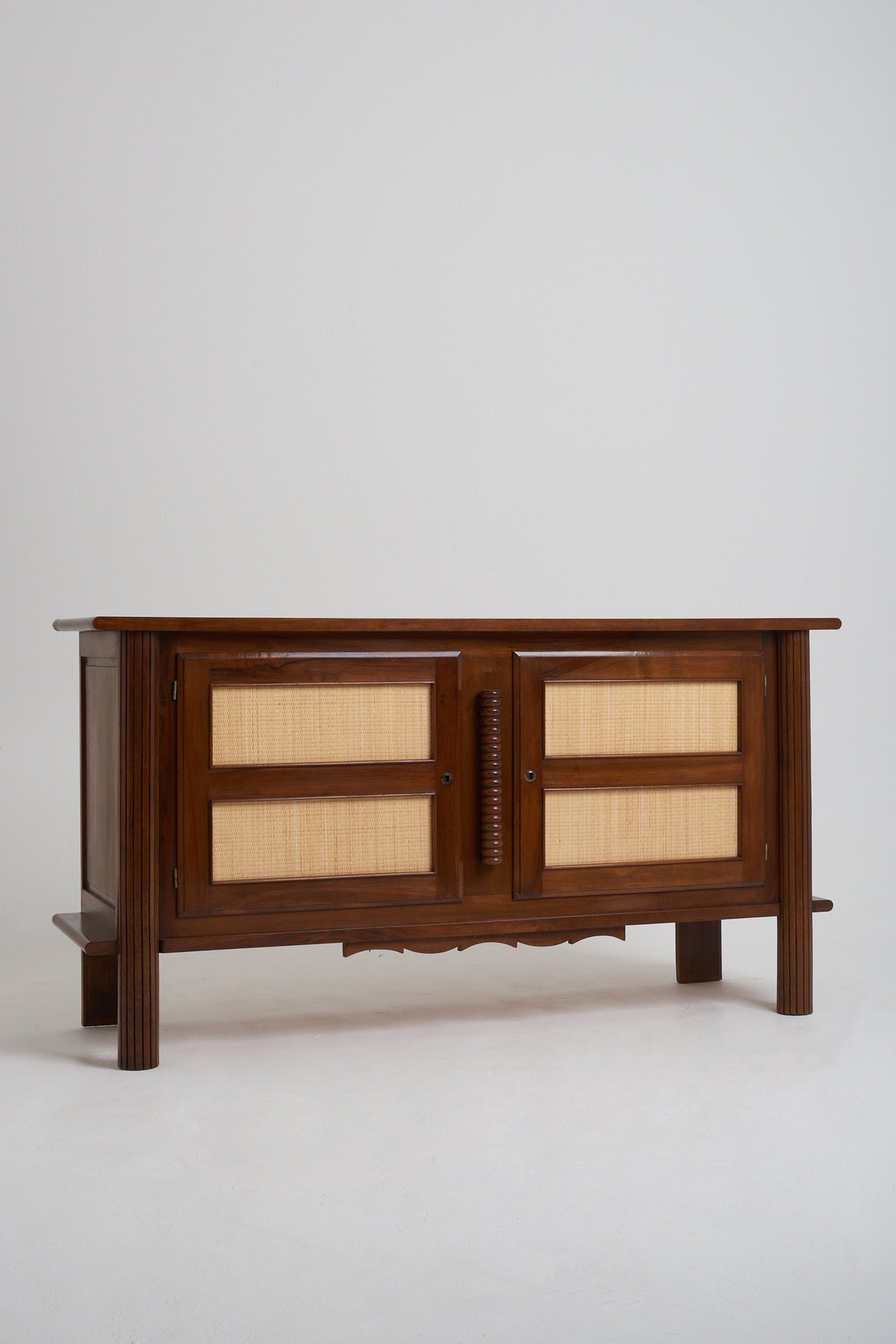 Art Deco Walnut and Rattan Sideboard
