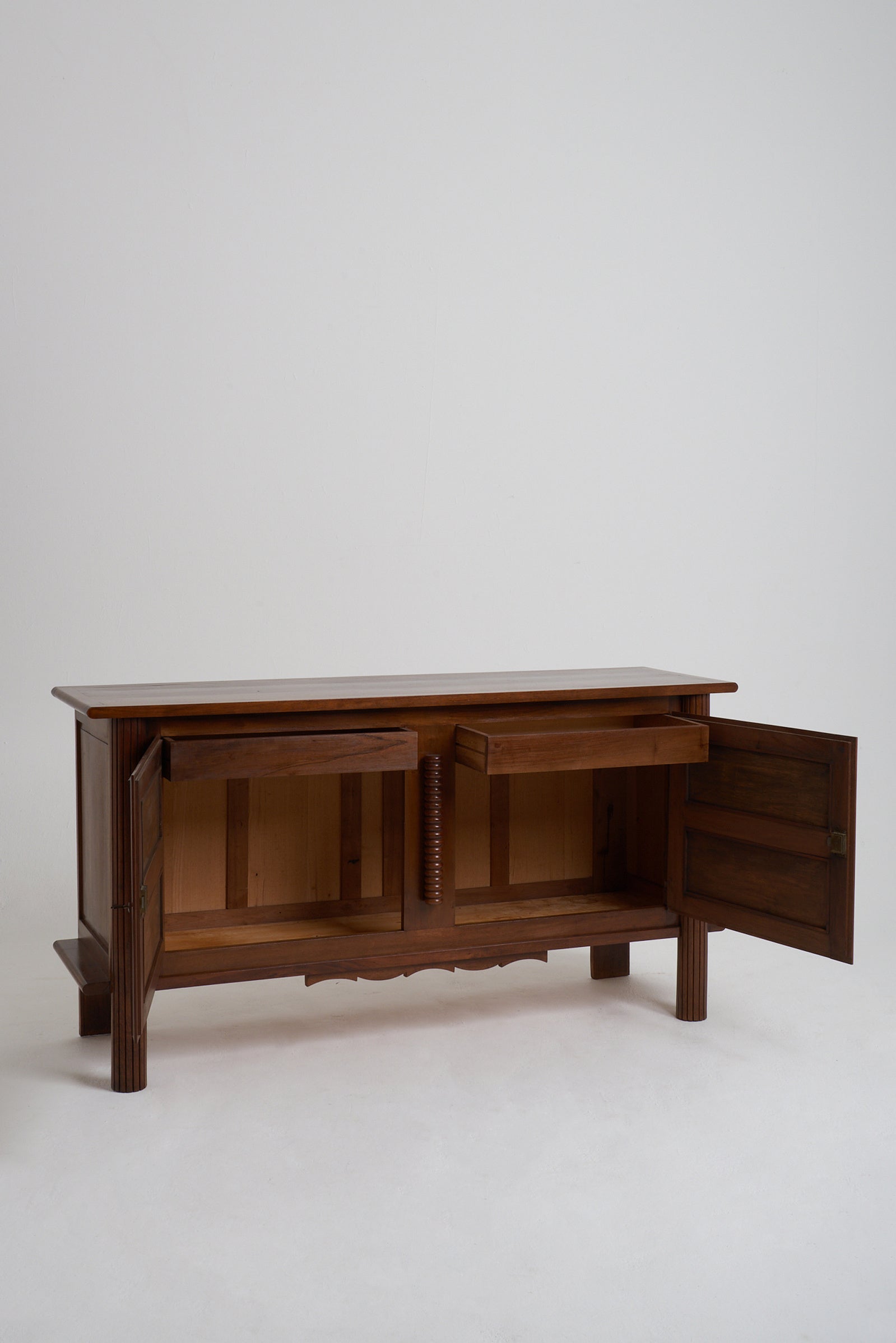 Art Deco Walnut and Rattan Sideboard