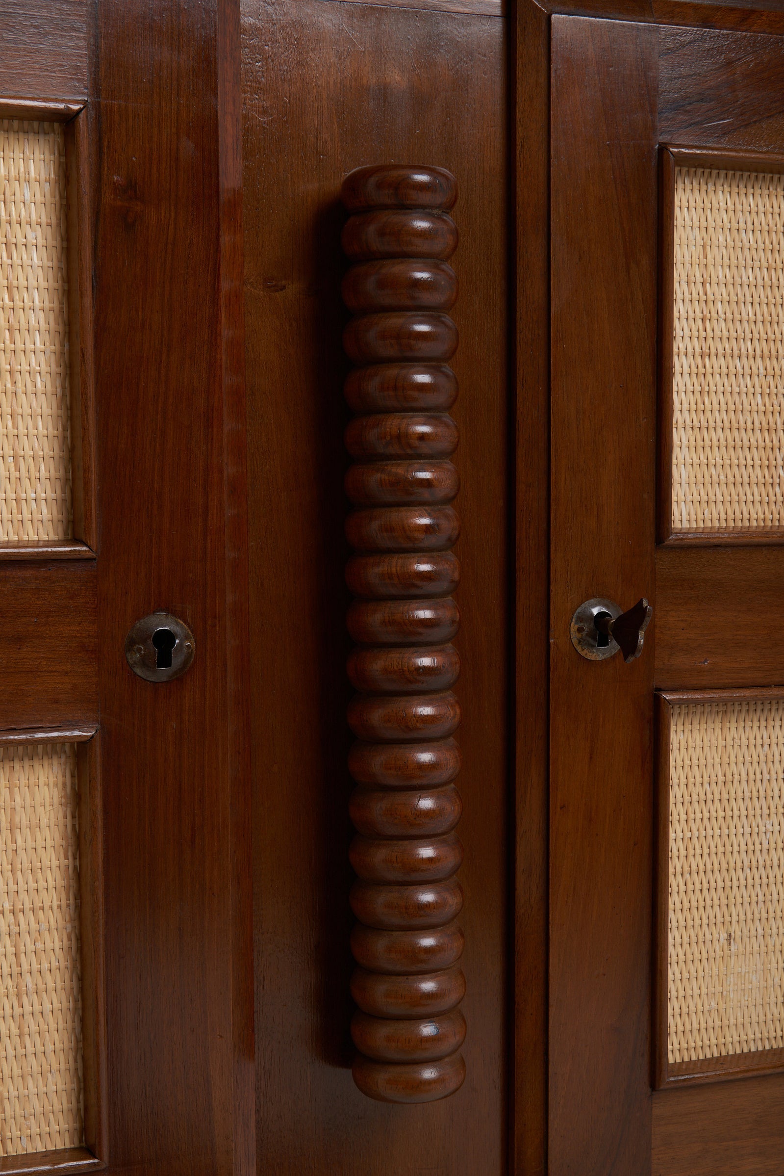Art Deco Walnut and Rattan Sideboard