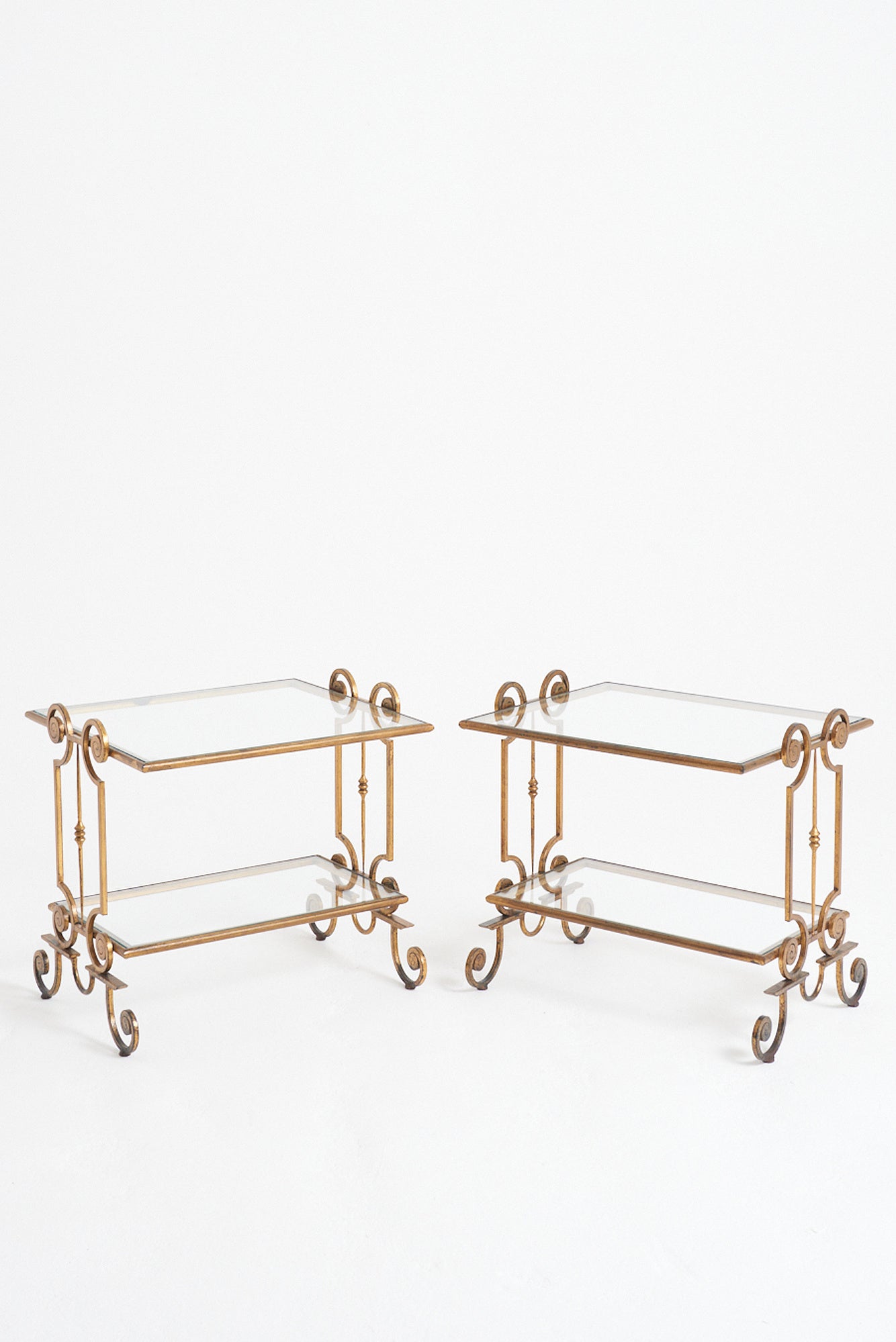 7766- Pair of 1940s Gilt Iron Side Tables